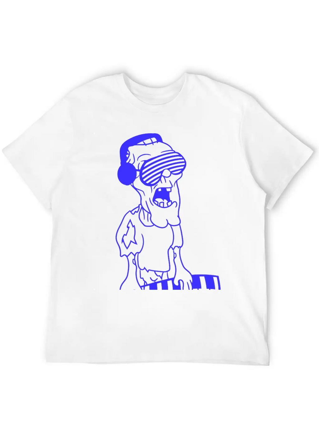 Undead Zombie Keyboard Sunglasses Halloween Horror Stylish Everyday T-Shirt – Unisex Basic Cotton Tee