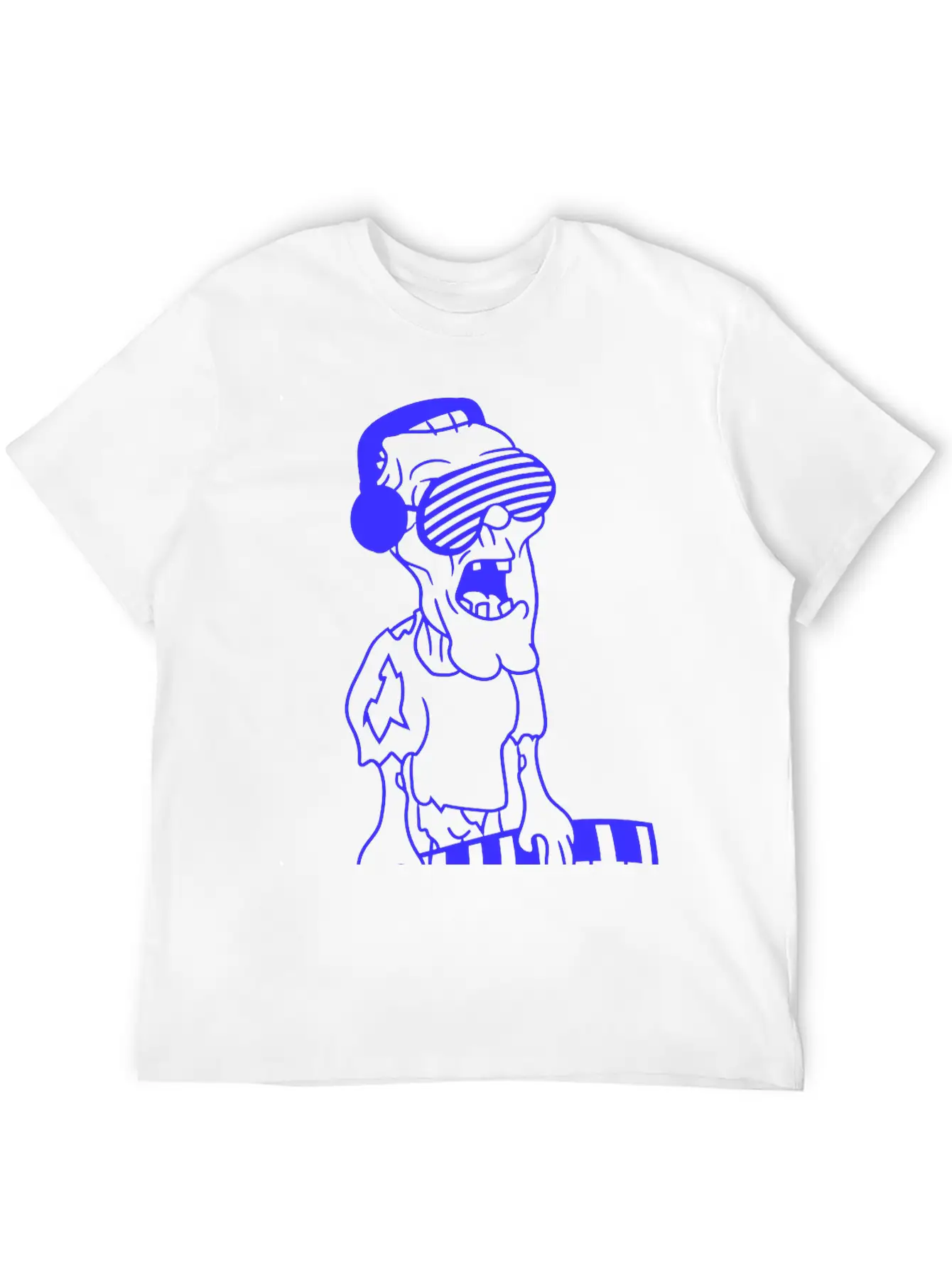 Undead Zombie Keyboard Sunglasses Halloween Horror Stylish Everyday T-Shirt – Unisex Basic Cotton Tee