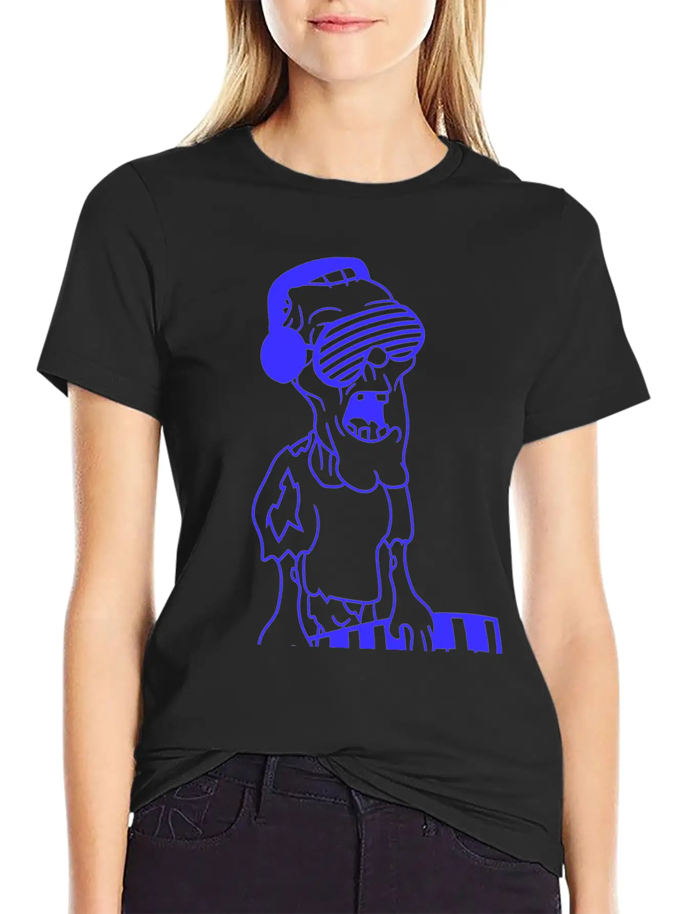 Undead Zombie Keyboard Sunglasses Halloween Horror Stylish Everyday T-Shirt – Unisex Basic Cotton Tee