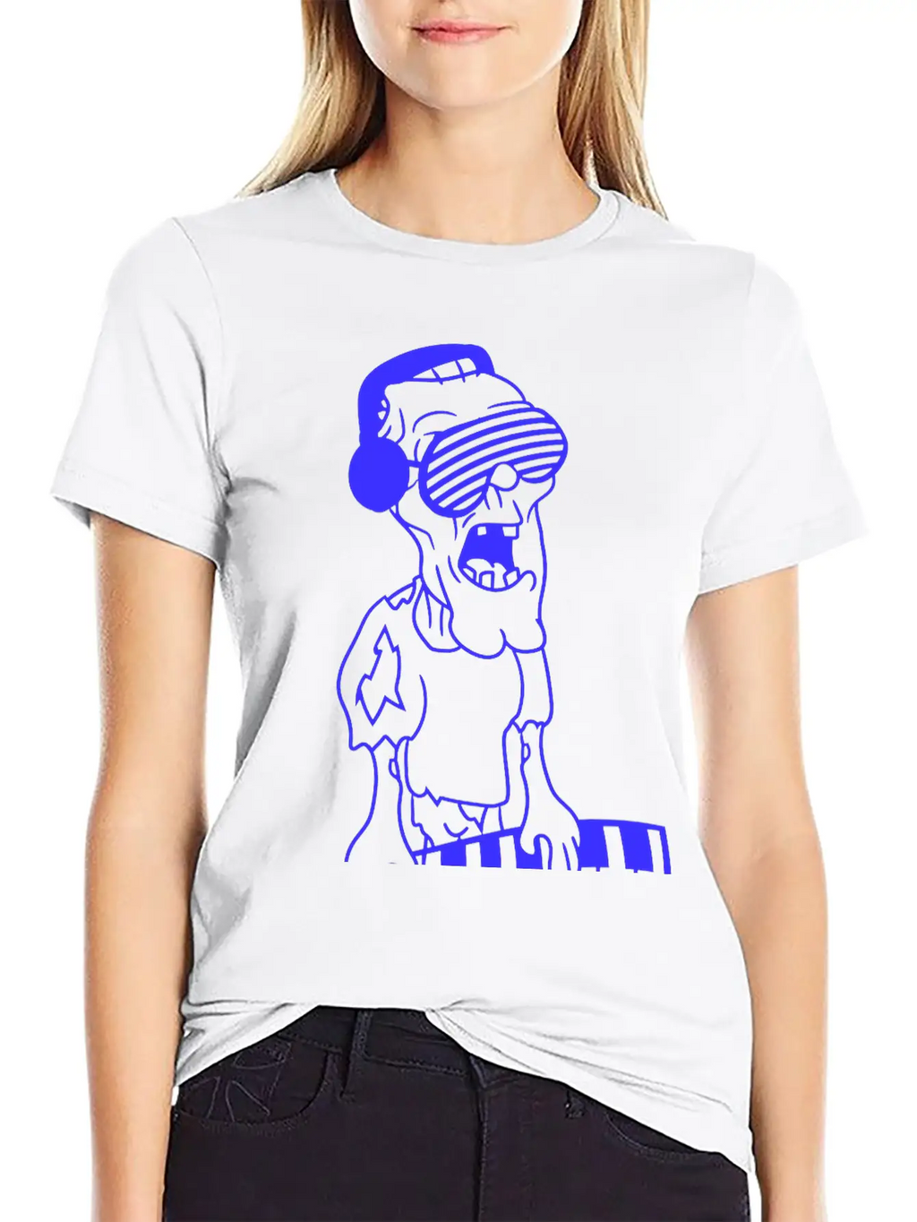 Undead Zombie Keyboard Sunglasses Halloween Horror Stylish Everyday T-Shirt – Unisex Basic Cotton Tee