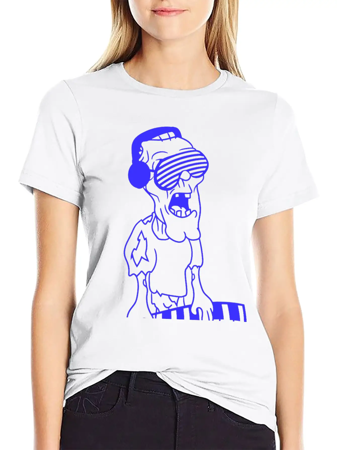 Undead Zombie Keyboard Sunglasses Halloween Horror Stylish Everyday T-Shirt – Unisex Basic Cotton Tee