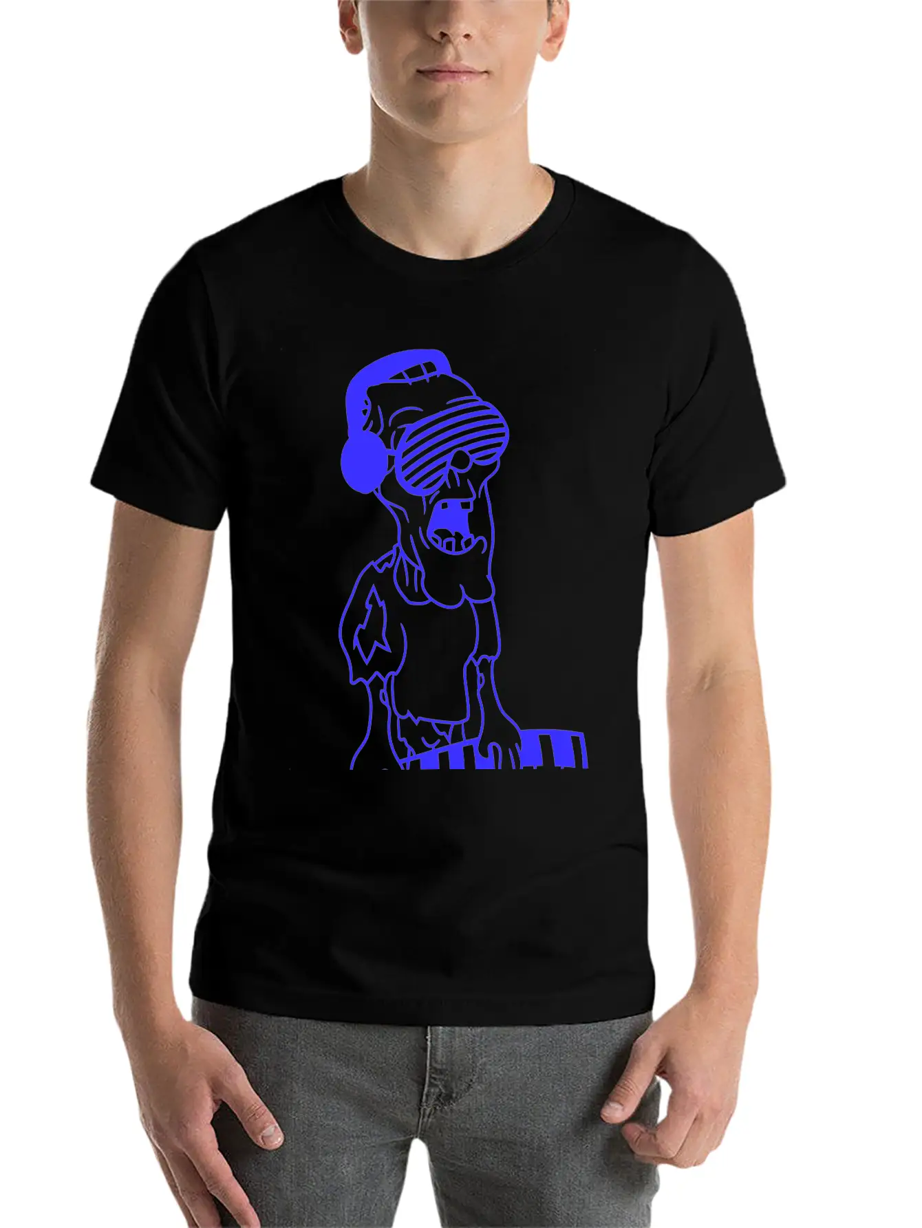 Undead Zombie Keyboard Sunglasses Halloween Horror Stylish Everyday T-Shirt – Unisex Basic Cotton Tee