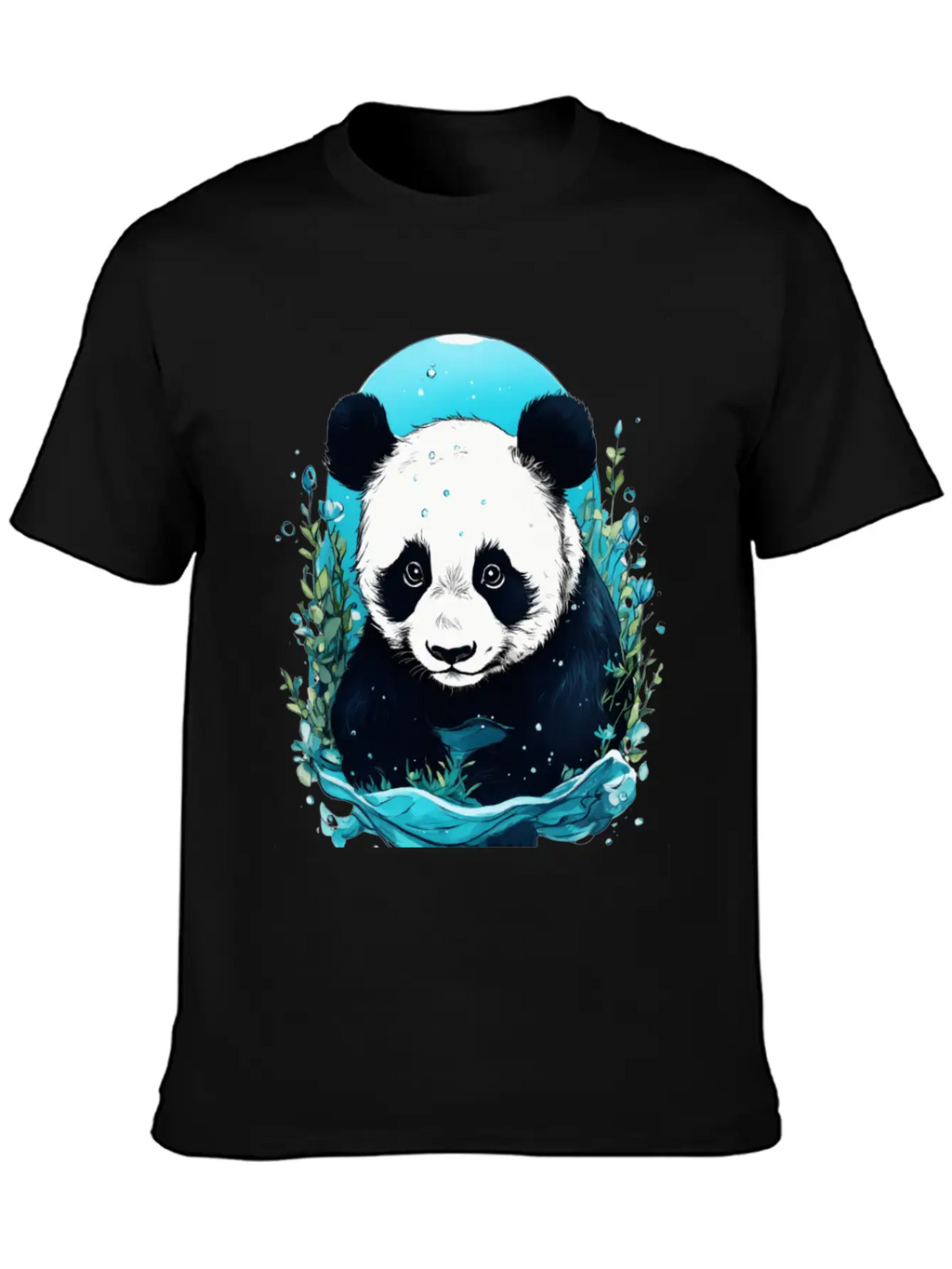 Underwater Panda Exploration Casual Graphic T-Shirt – Simple And Comfortable Daily Wear