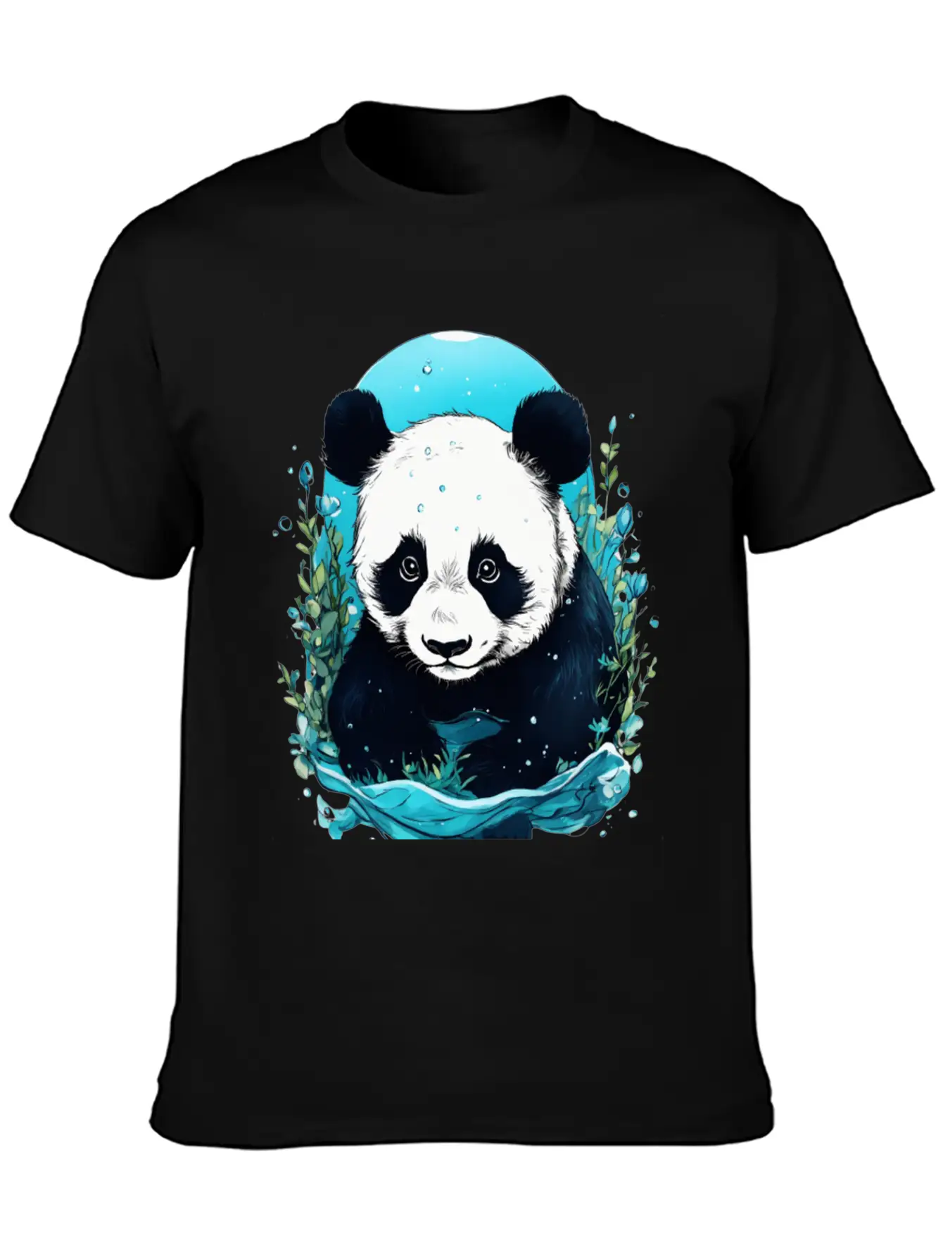 Underwater Panda Exploration Casual Graphic T-Shirt – Simple And Comfortable Daily Wear