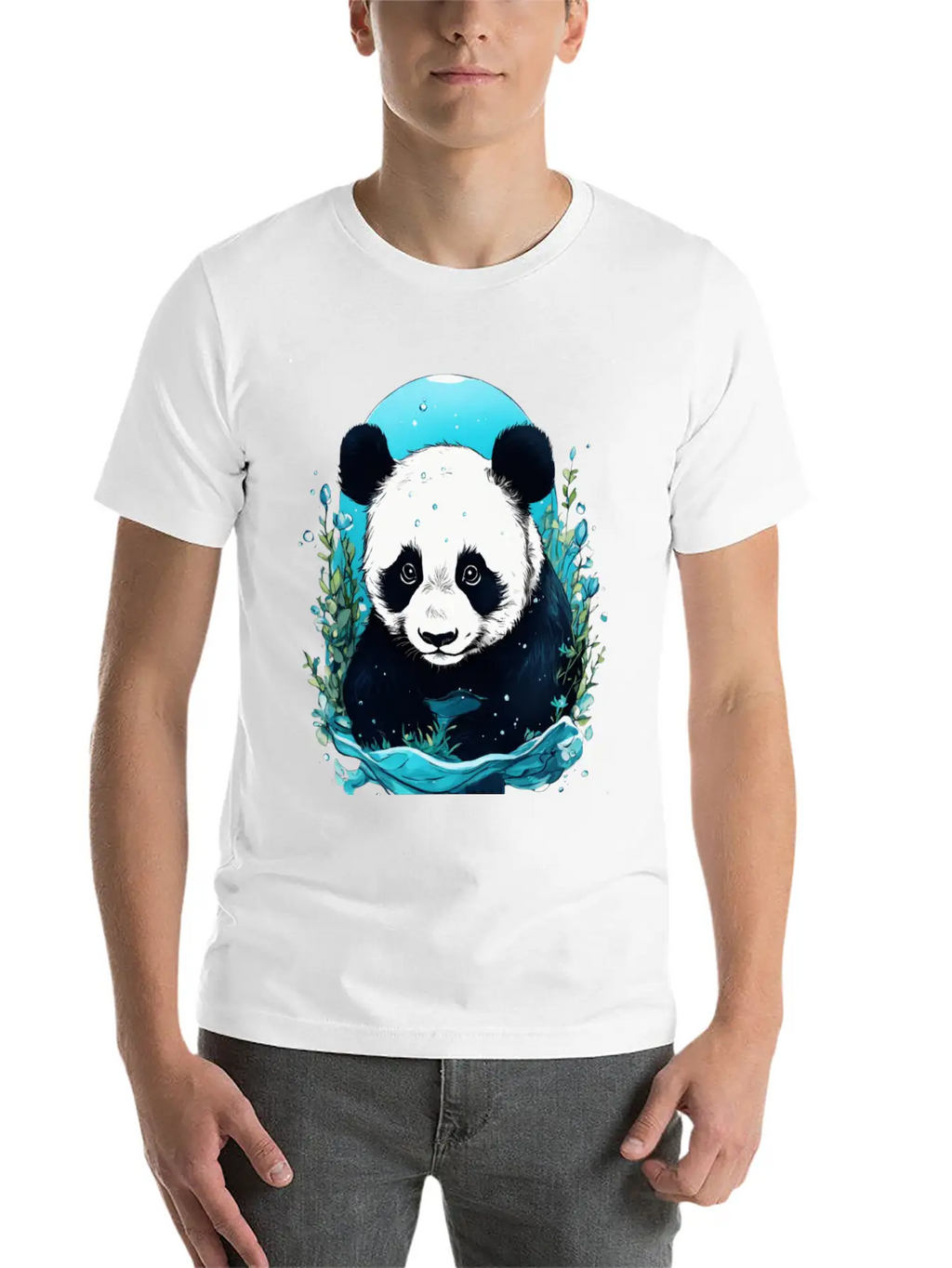 Underwater Panda Exploration Casual Graphic T-Shirt – Simple And Comfortable Daily Wear
