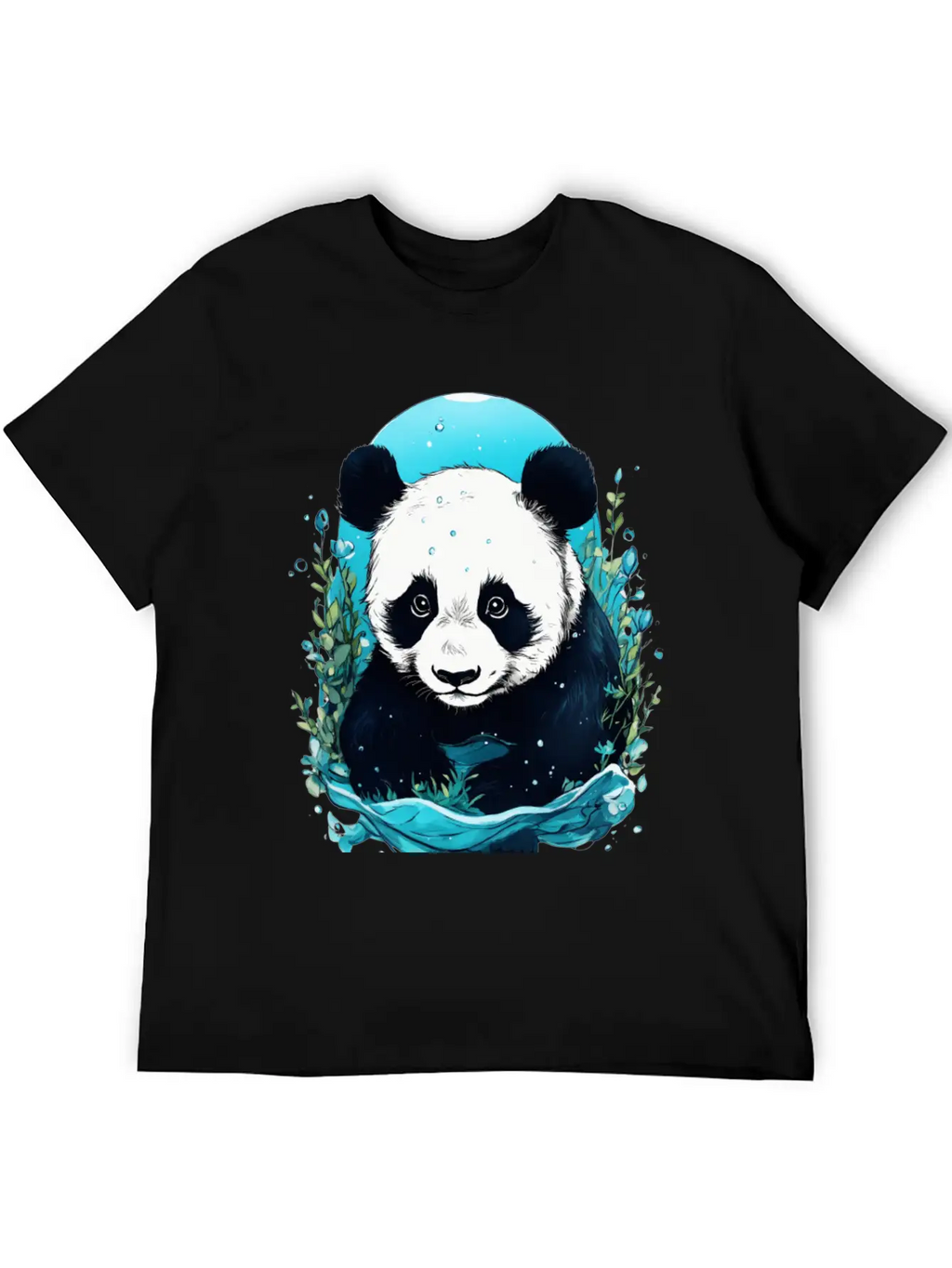 Underwater Panda Exploration Casual Graphic T-Shirt – Simple And Comfortable Daily Wear