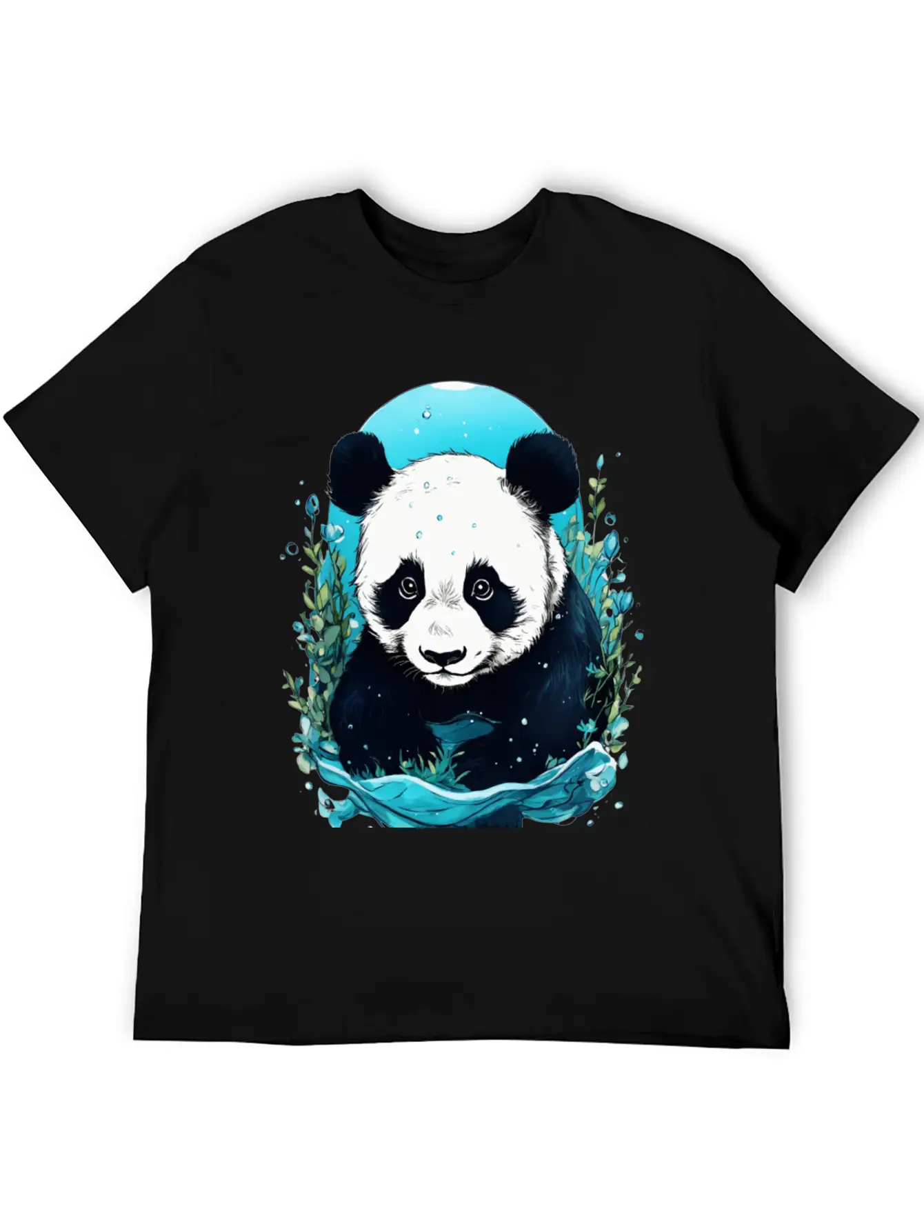 Underwater Panda Exploration Casual Graphic T-Shirt – Simple And Comfortable Daily Wear
