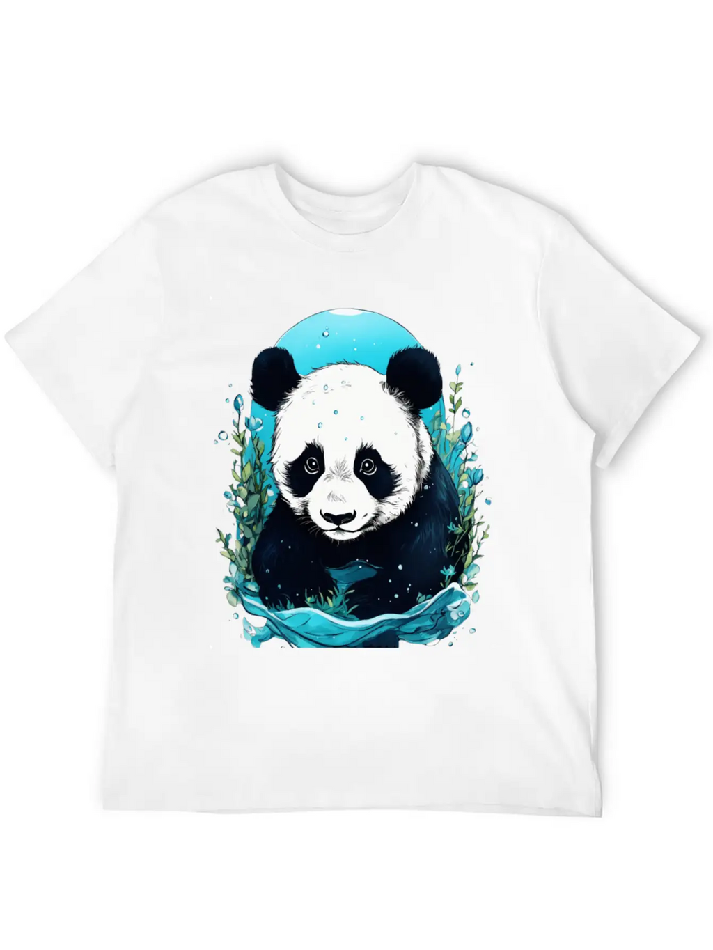 Underwater Panda Exploration Casual Graphic T-Shirt – Simple And Comfortable Daily Wear