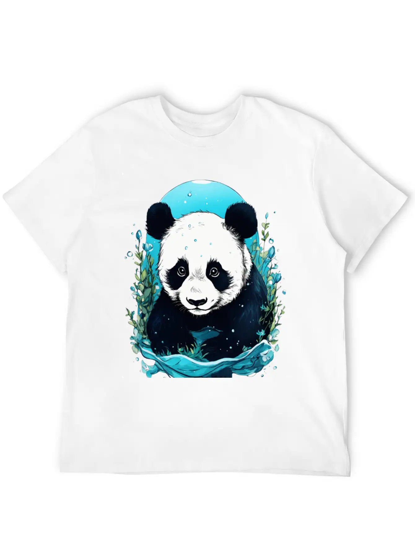 Underwater Panda Exploration Casual Graphic T-Shirt – Simple And Comfortable Daily Wear