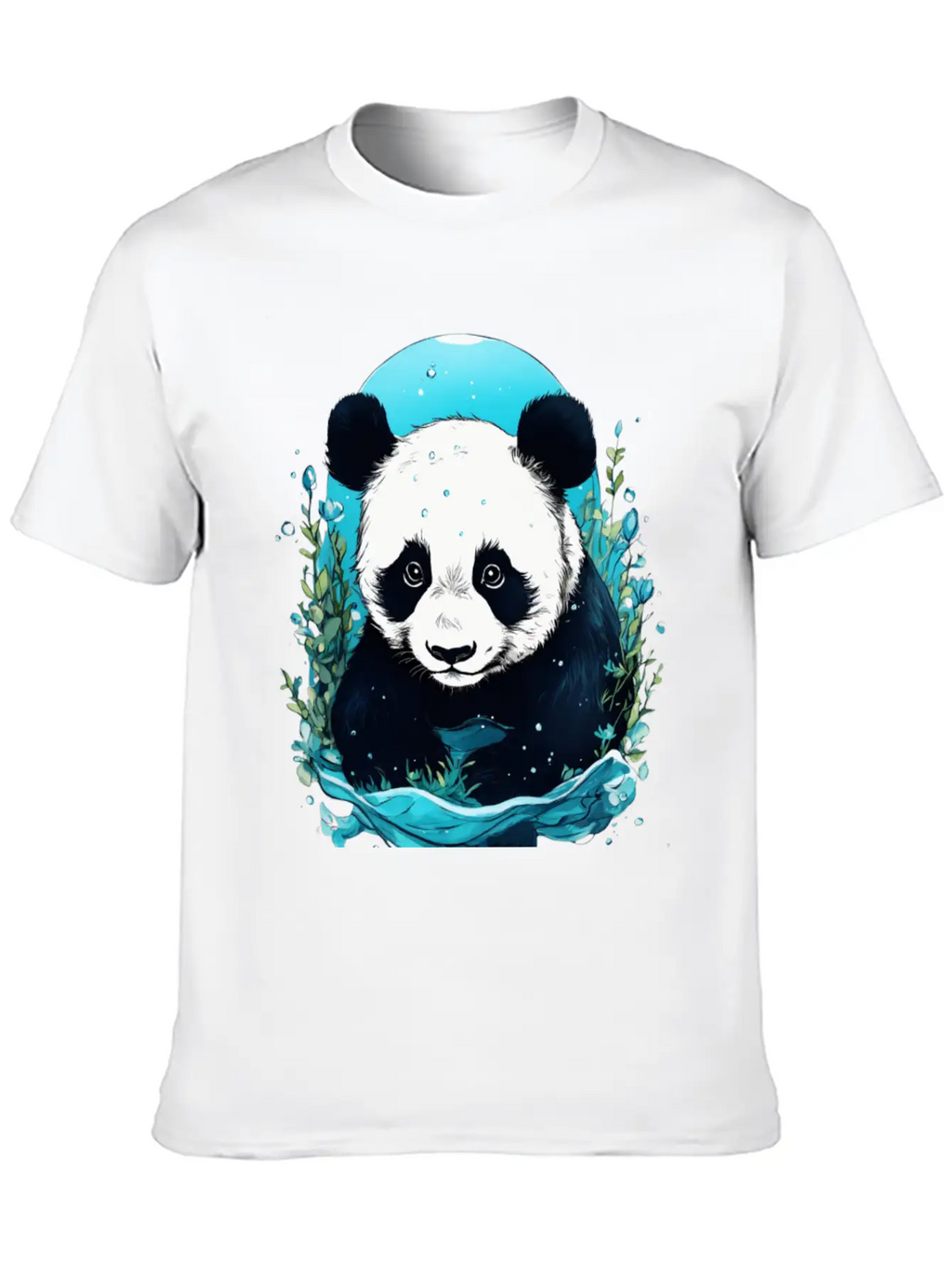Underwater Panda Exploration Casual Graphic T-Shirt – Simple And Comfortable Daily Wear
