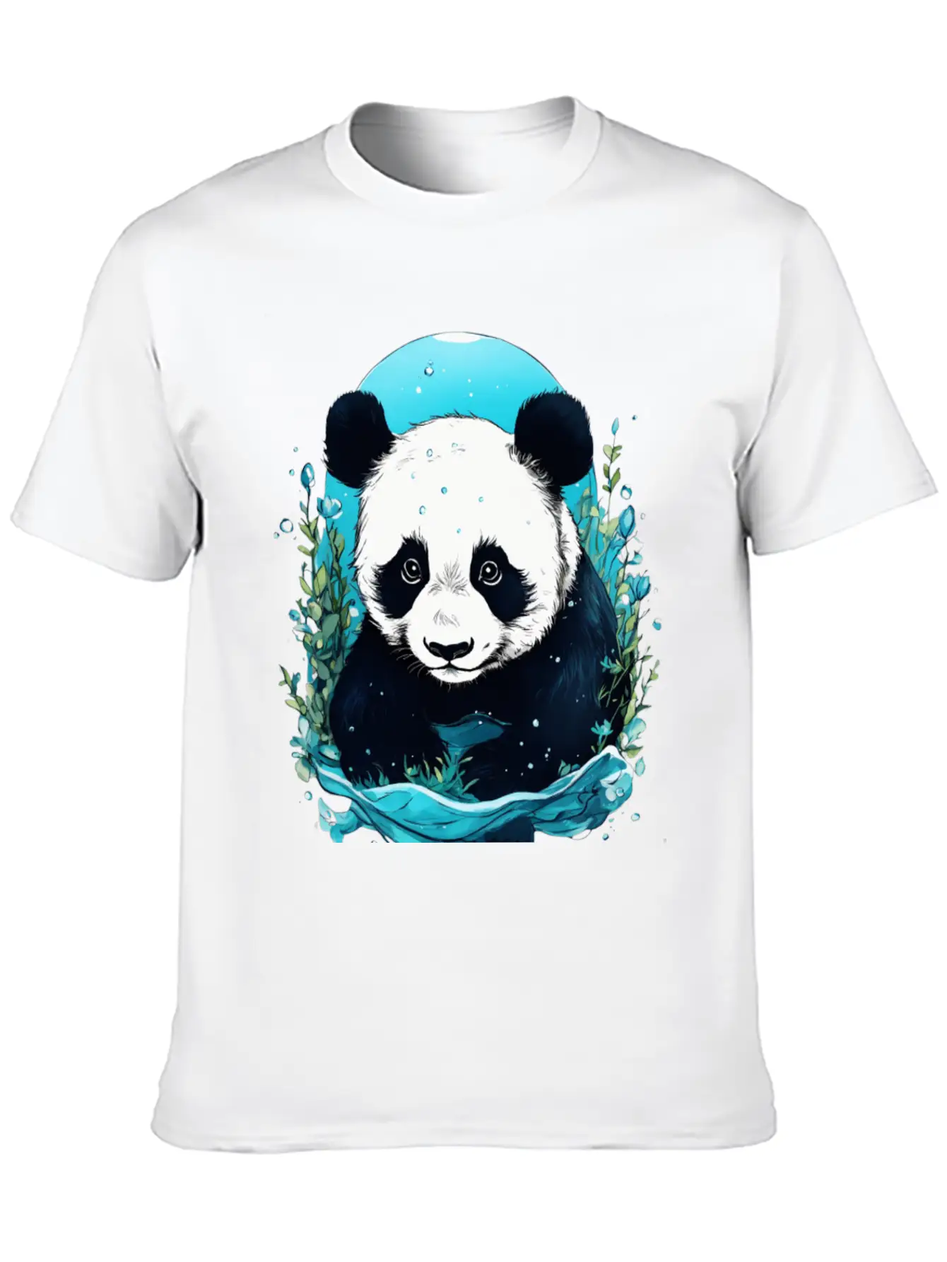 Underwater Panda Exploration Casual Graphic T-Shirt – Simple And Comfortable Daily Wear