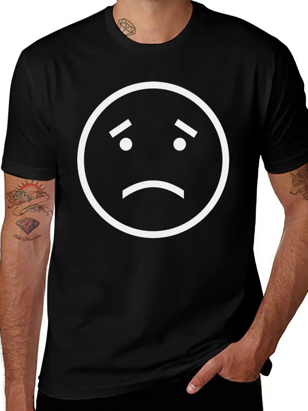 Unhappy Face Casual Graphic T-Shirt – Simple And Comfortable Daily Wear