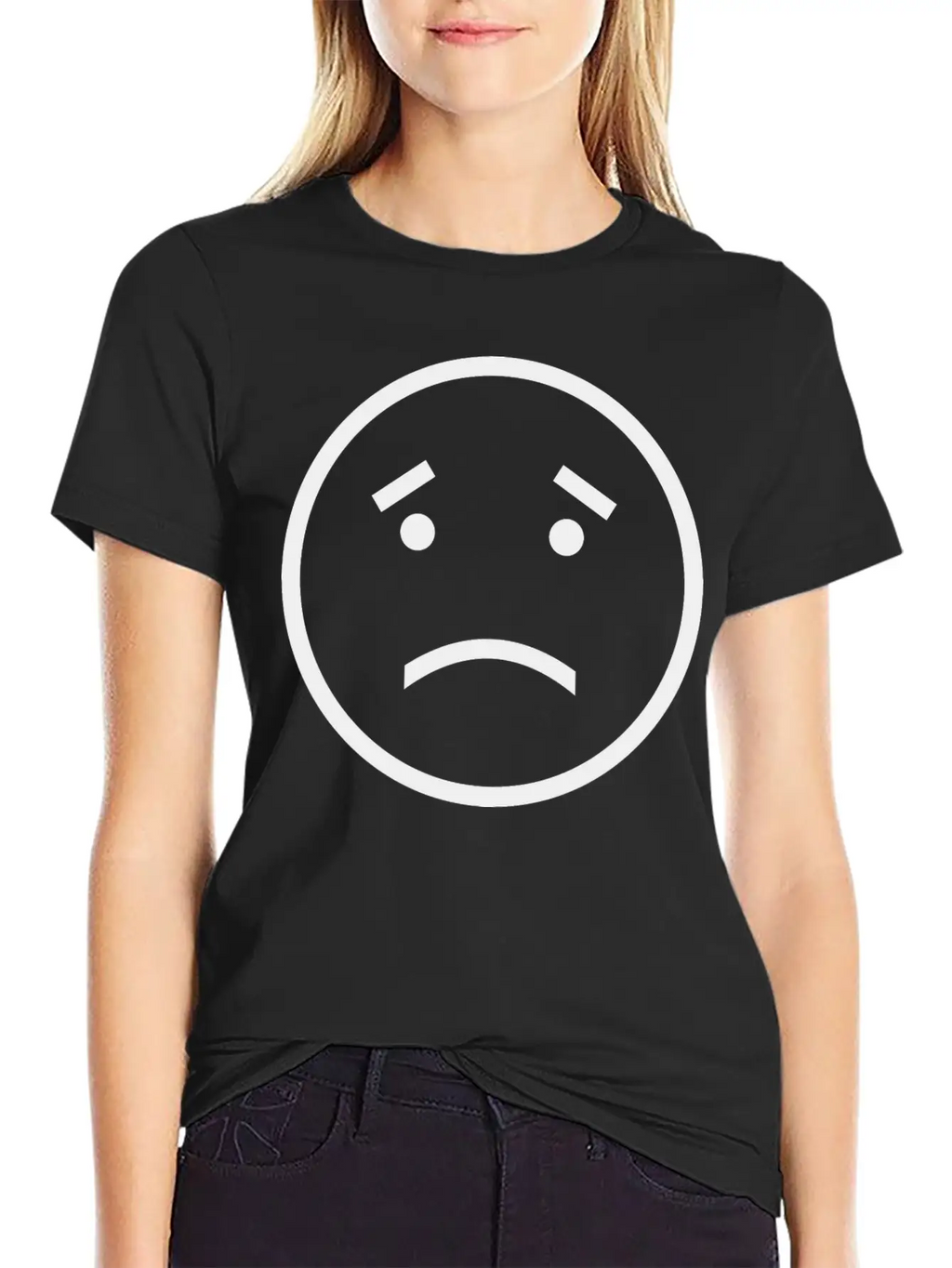 Unhappy Face Casual Graphic T-Shirt – Simple And Comfortable Daily Wear