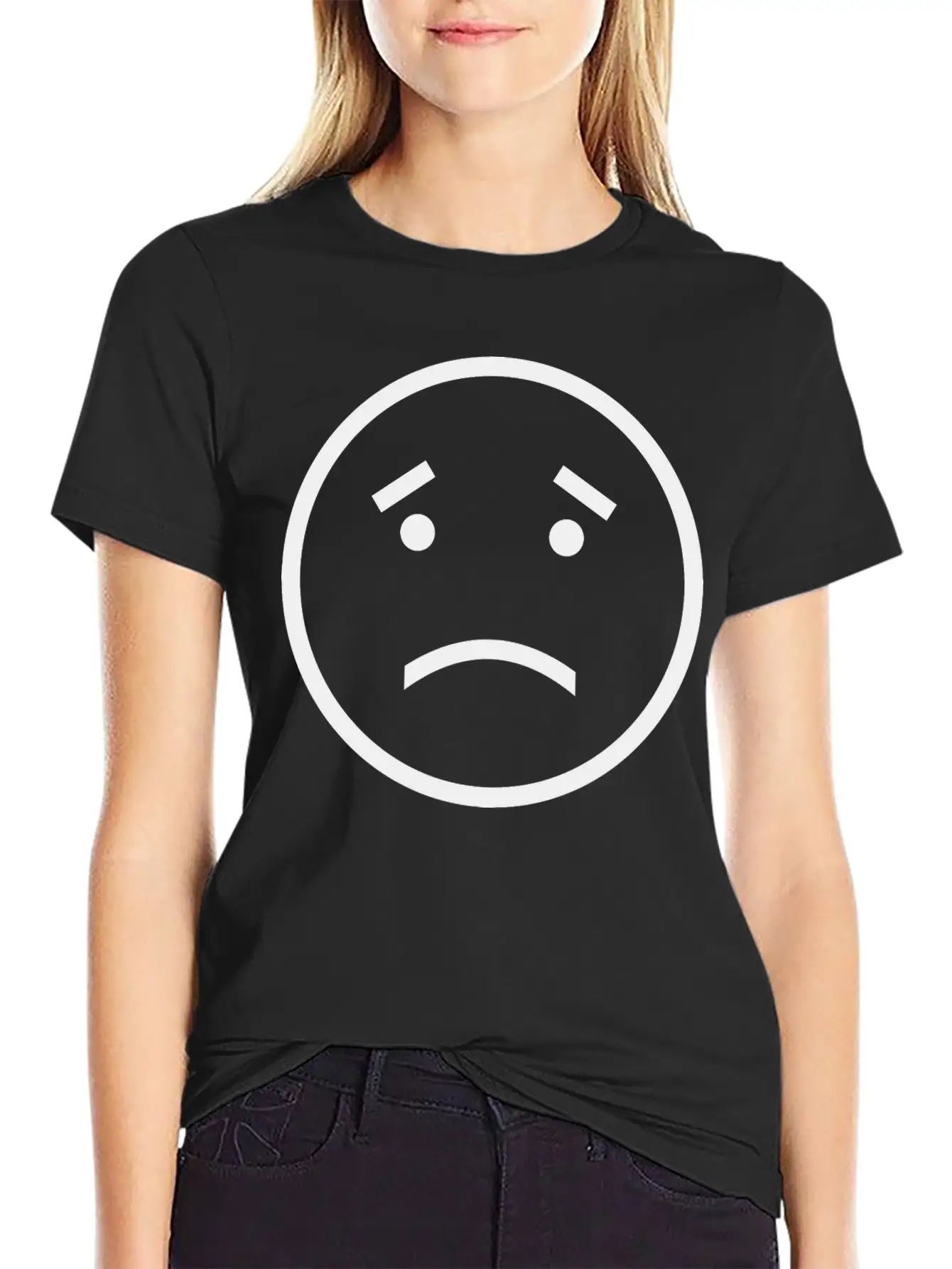 Unhappy Face Casual Graphic T-Shirt – Simple And Comfortable Daily Wear
