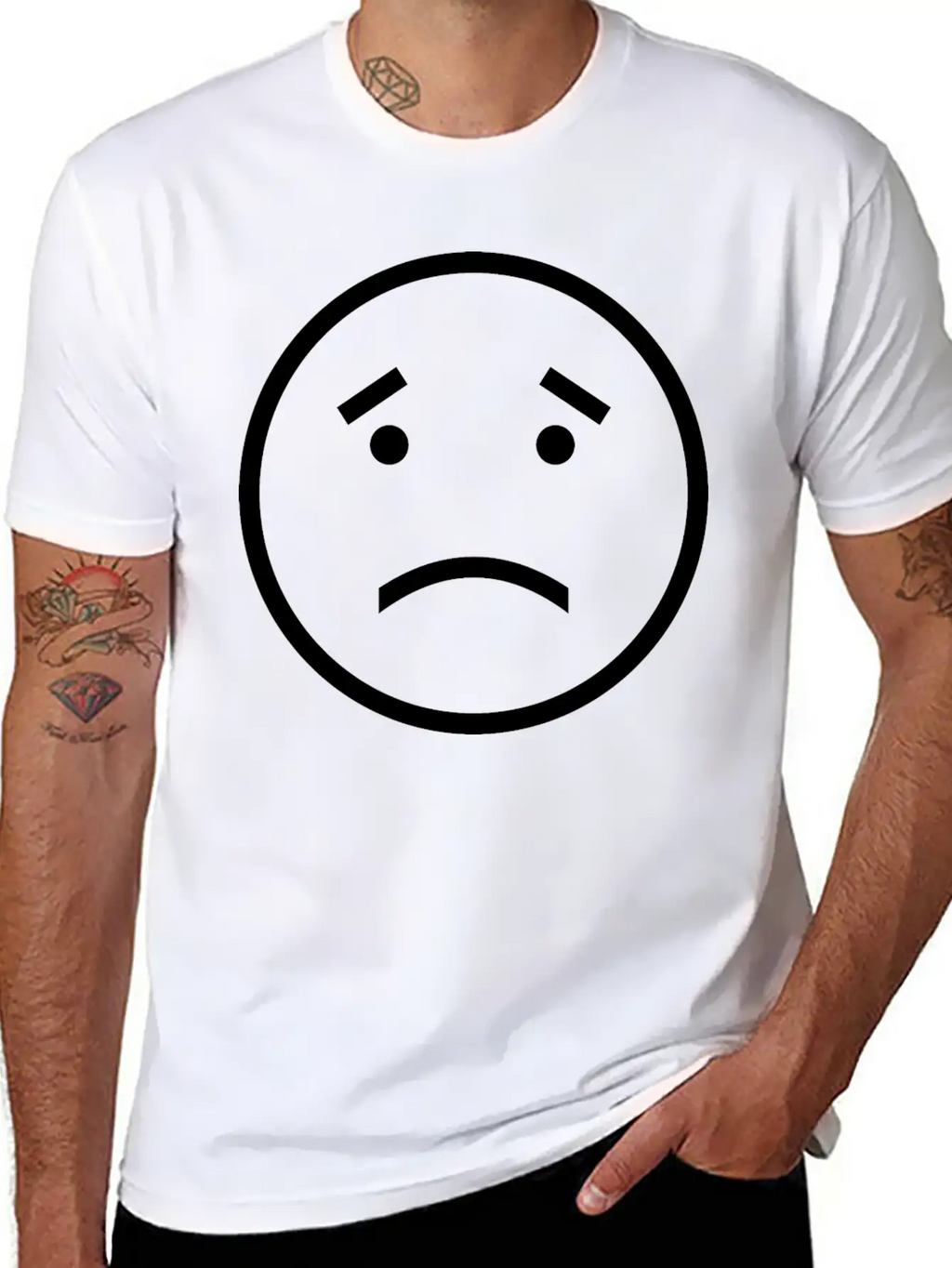 Unhappy Face Casual Graphic T-Shirt – Simple And Comfortable Daily Wear