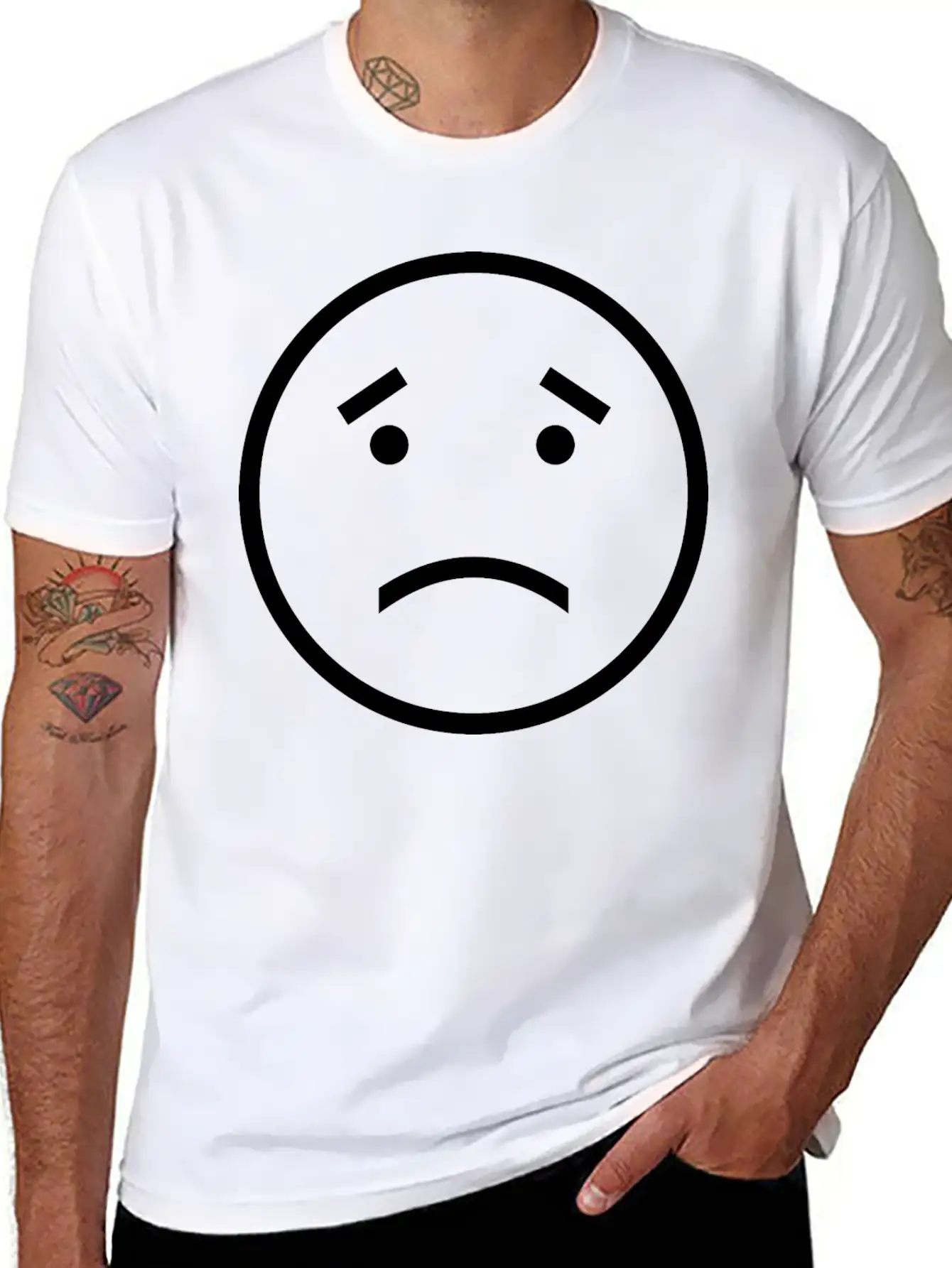 Unhappy Face Casual Graphic T-Shirt – Simple And Comfortable Daily Wear