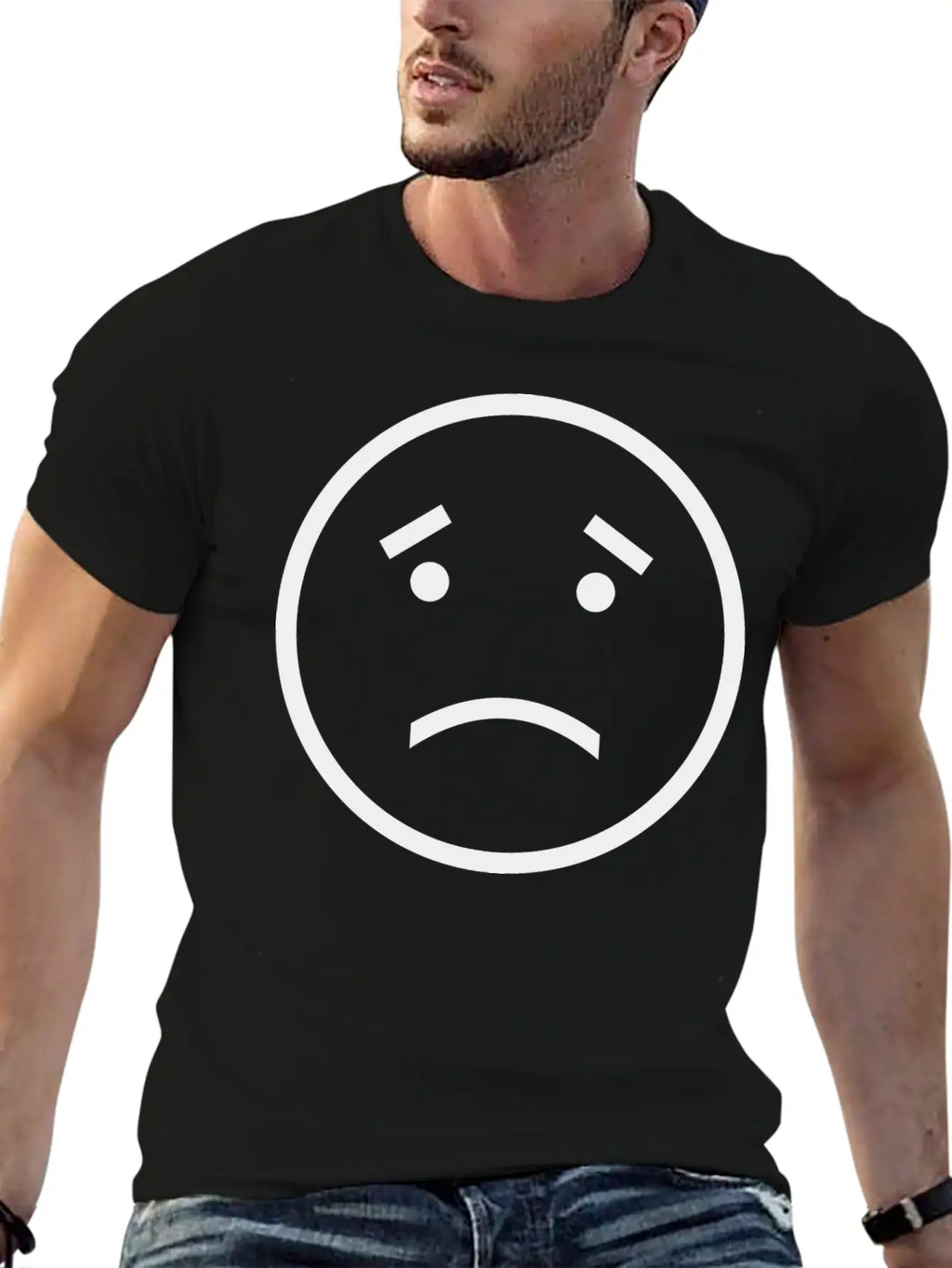 Unhappy Face Casual Graphic T-Shirt – Simple And Comfortable Daily Wear