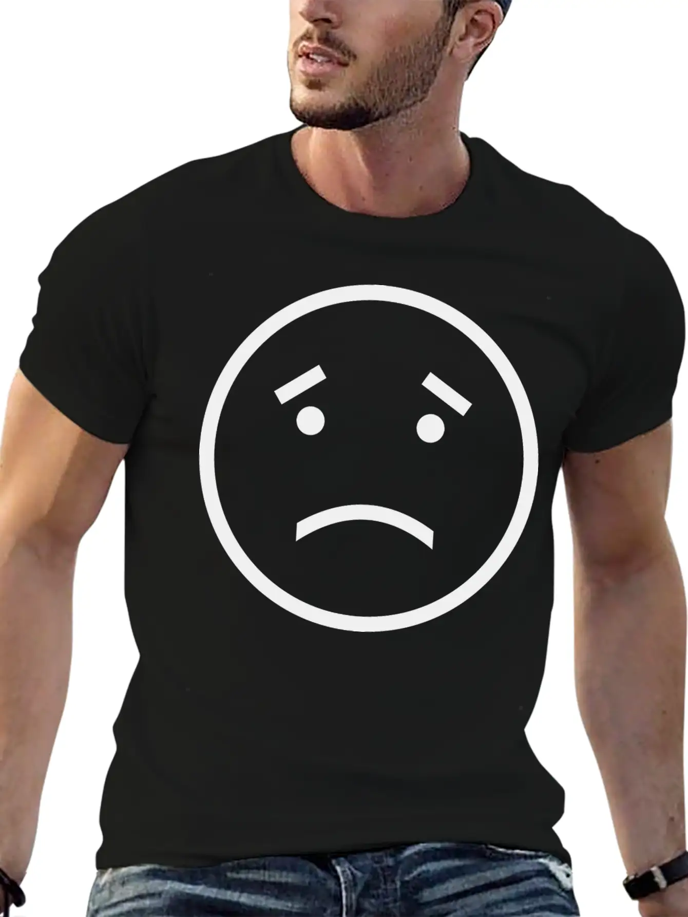 Unhappy Face Casual Graphic T-Shirt – Simple And Comfortable Daily Wear