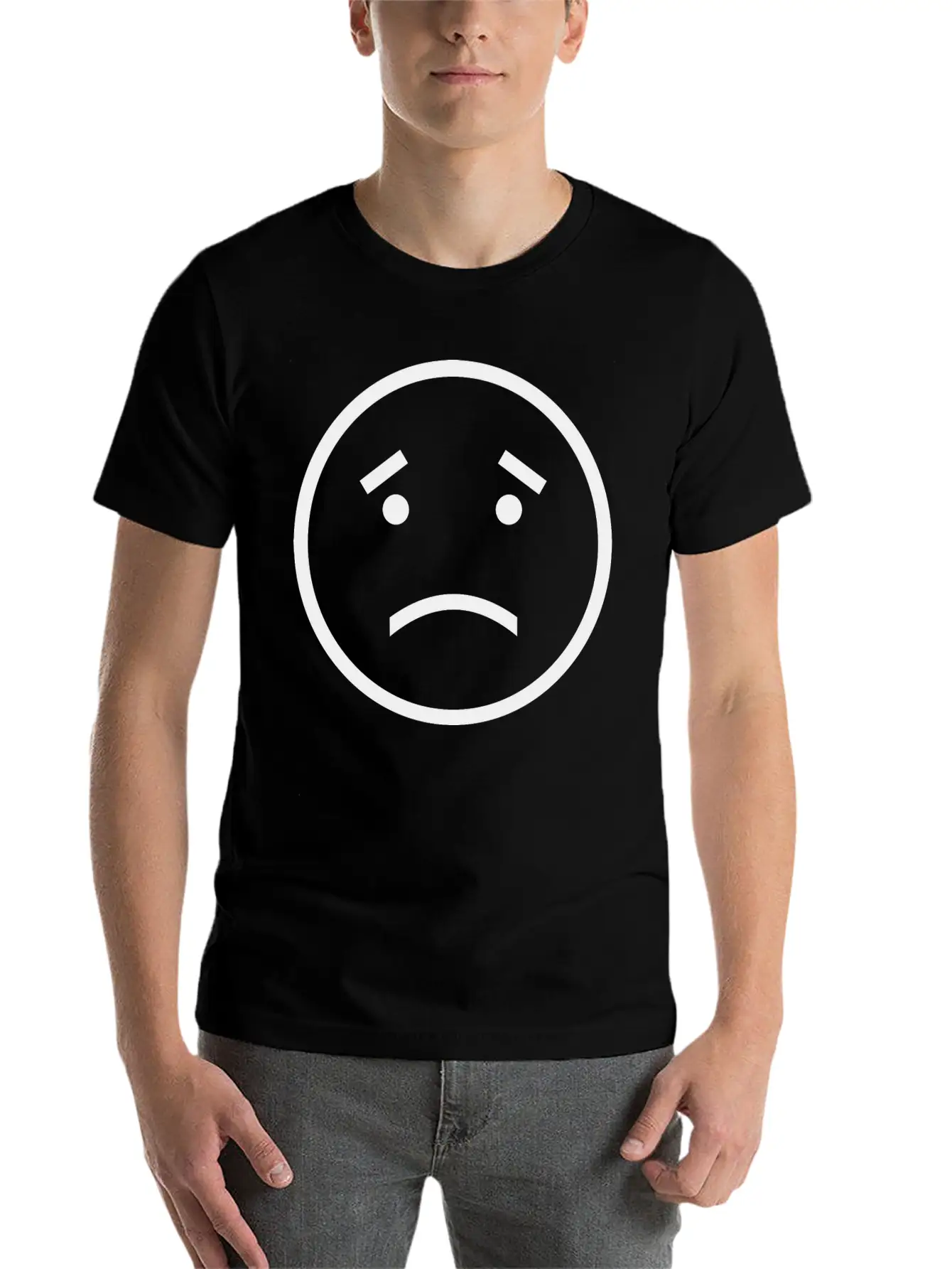 Unhappy Face Casual Graphic T-Shirt – Simple And Comfortable Daily Wear