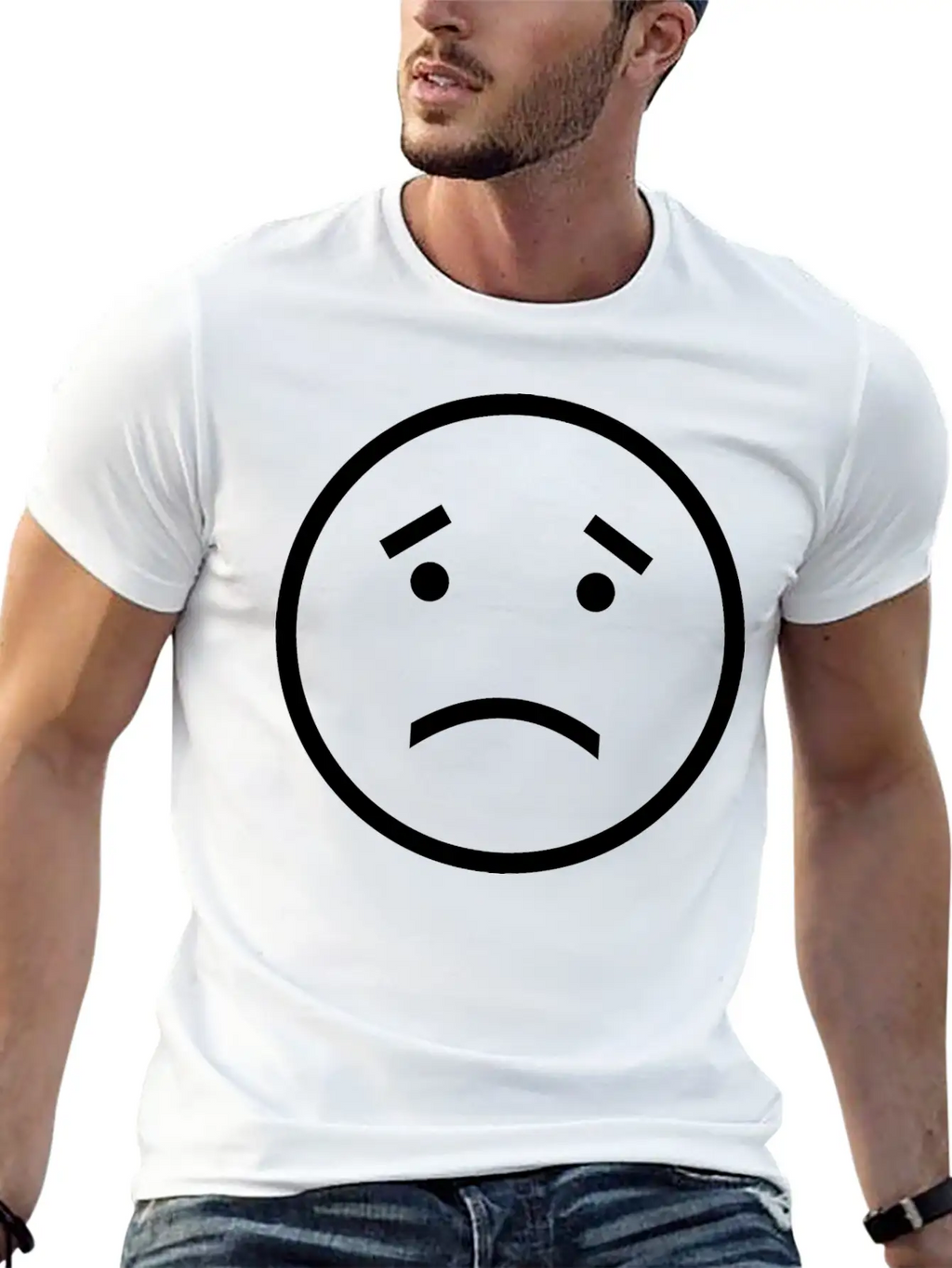 Unhappy Face Casual Graphic T-Shirt – Simple And Comfortable Daily Wear