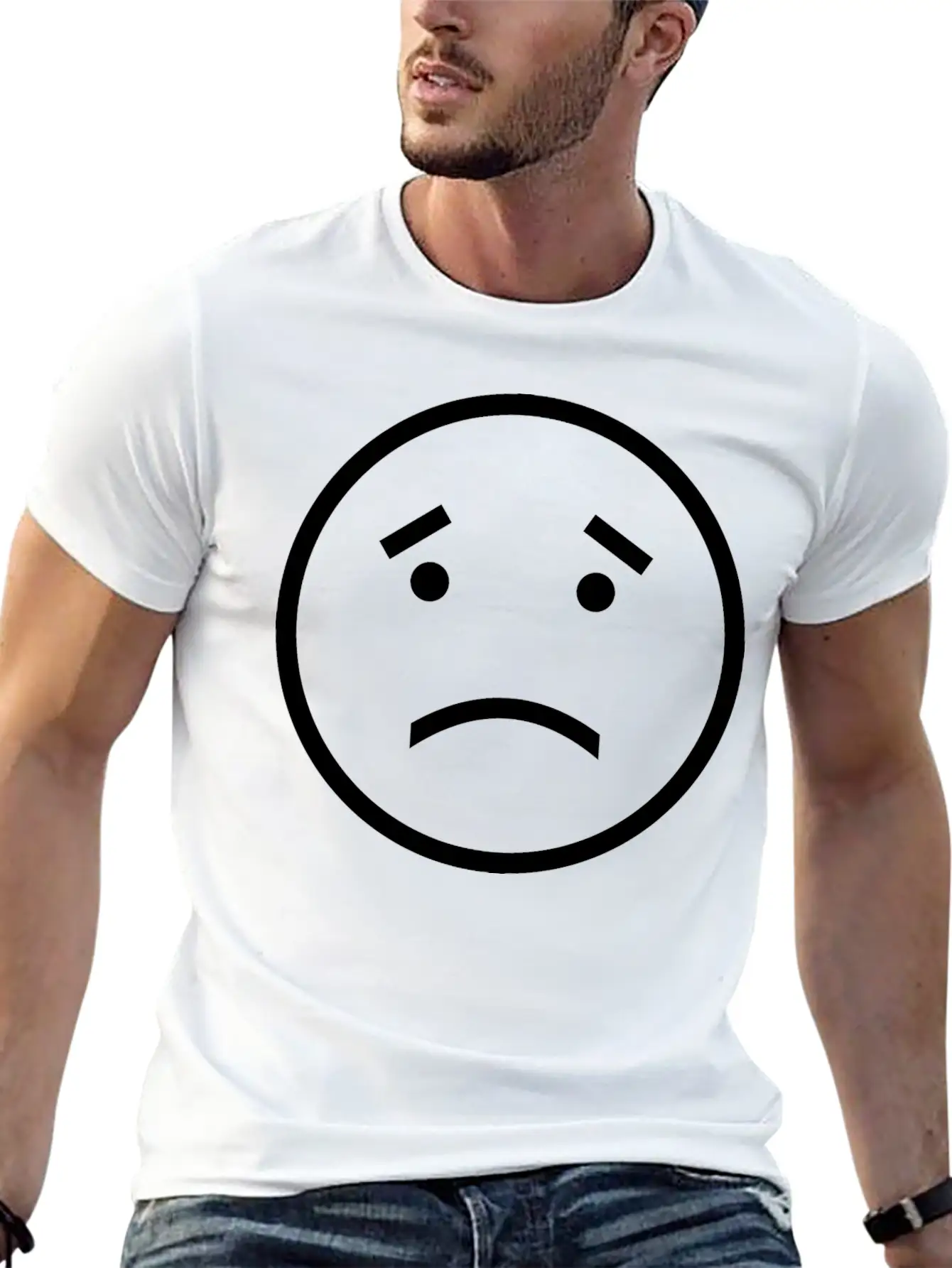 Unhappy Face Casual Graphic T-Shirt – Simple And Comfortable Daily Wear