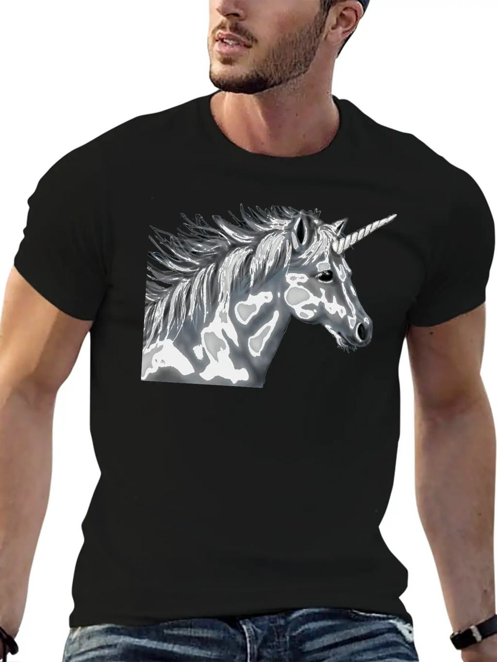 Unicorn Gray Scale Essential Cotton Tee For Daily Outfits – Unisex Style
