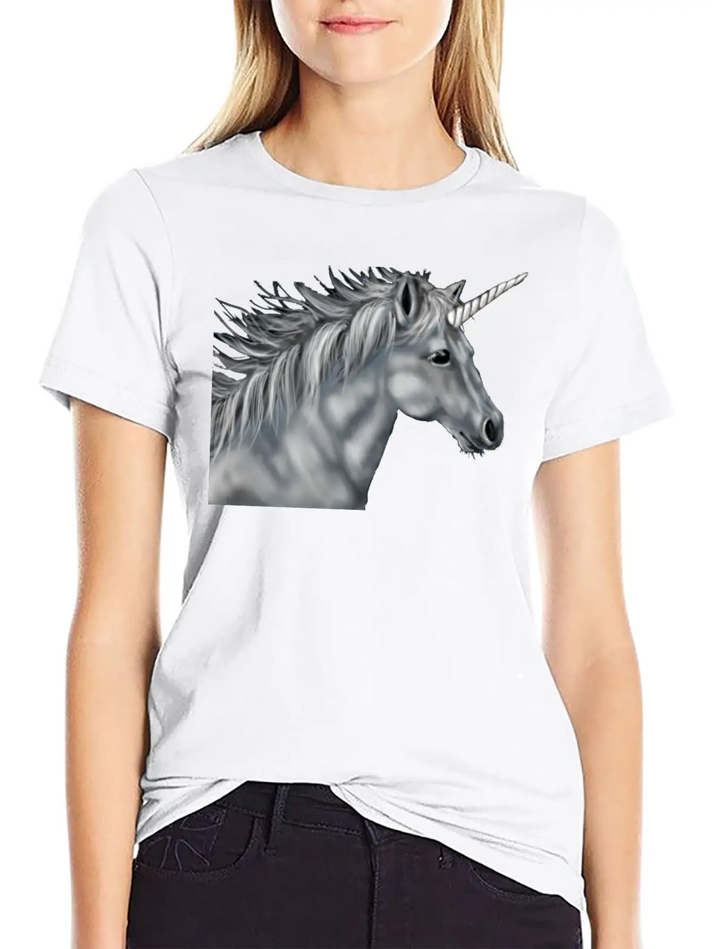 Unicorn Gray Scale Essential Cotton Tee For Daily Outfits – Unisex Style