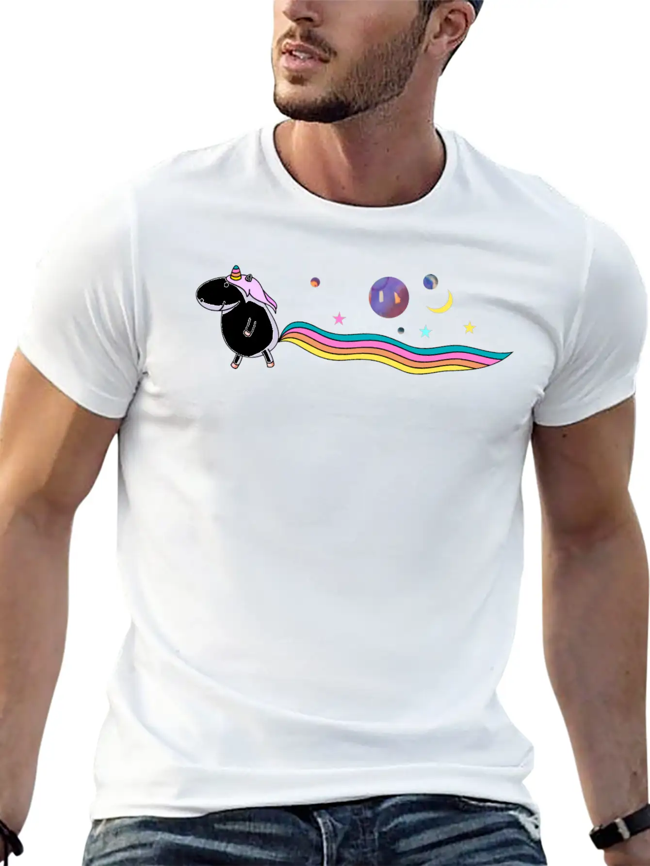 Unicorn In The Universe Essential Cotton Tee For Daily Outfits – Unisex Style