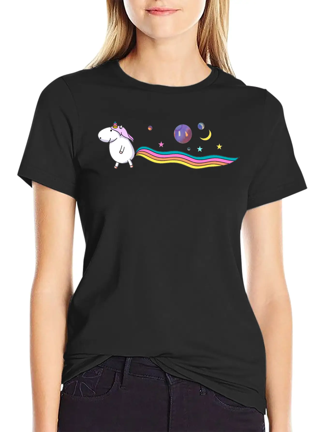 Unicorn In The Universe Essential Cotton Tee For Daily Outfits – Unisex Style