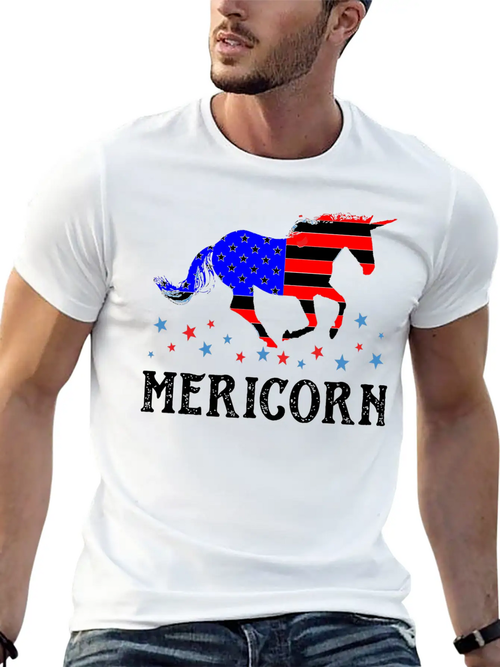 Unicorn - Mericorn American Flag Unicorn Essential Cotton Tee For Daily Outfits – Unisex Style