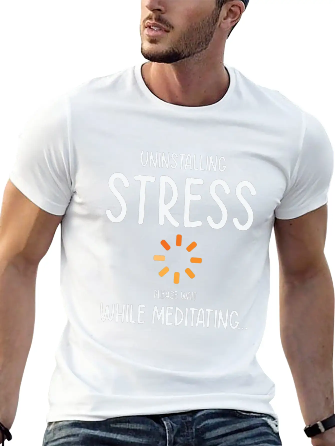 Uninstalling Stress Meditating Yoga Lover Unisex Short Sleeve Soft Cotton T-Shirt – Casual Everyday Wear