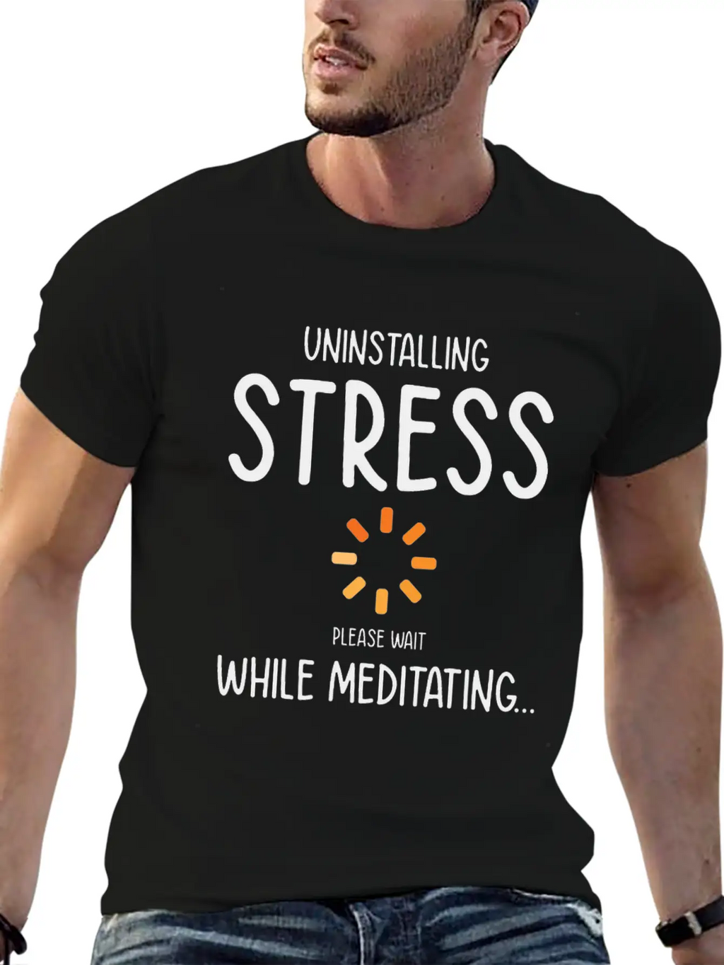 Uninstalling Stress Meditating Yoga Lover Unisex Short Sleeve Soft Cotton T-Shirt – Casual Everyday Wear