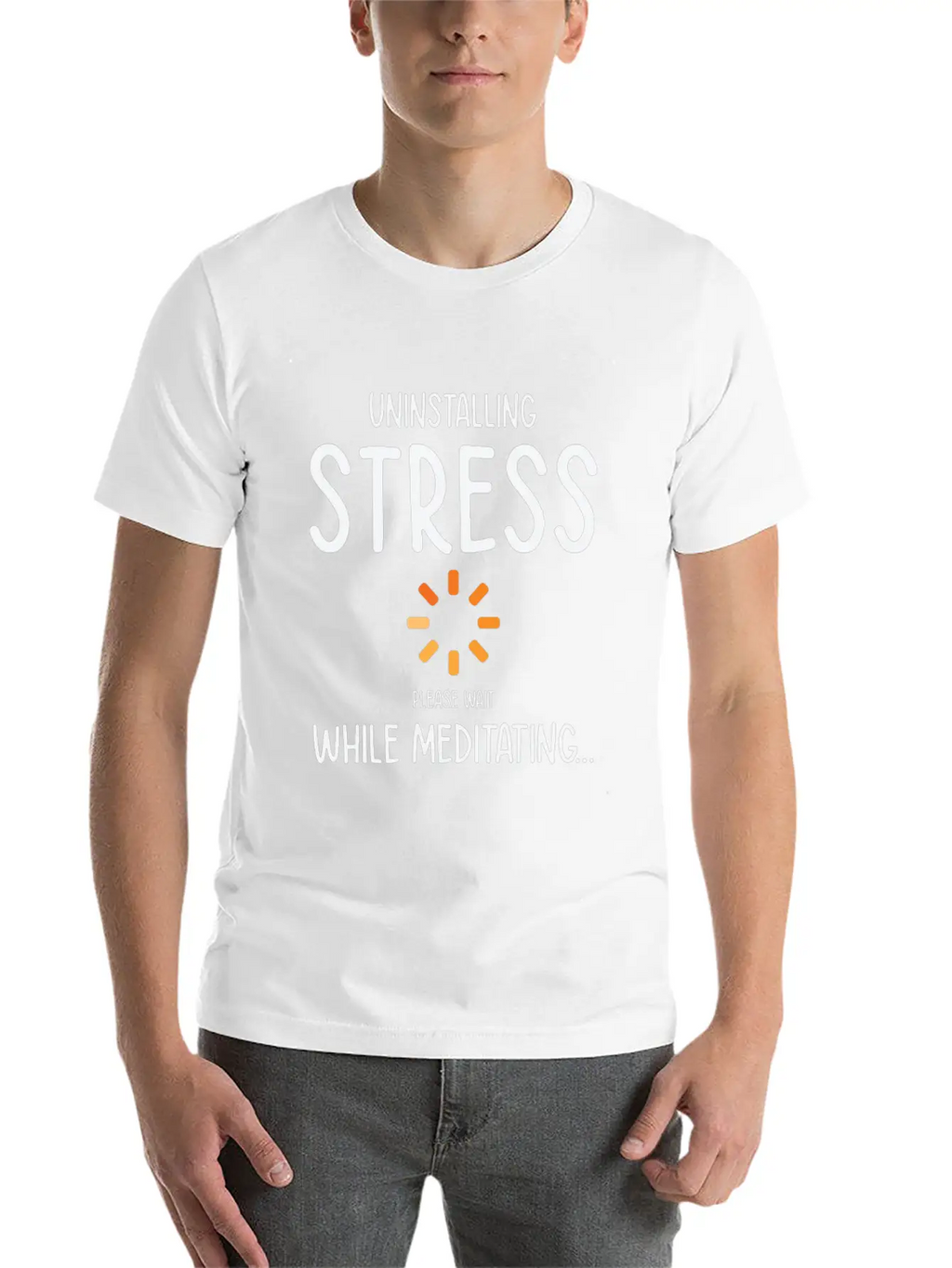 Uninstalling Stress Meditating Yoga Lover Unisex Short Sleeve Soft Cotton T-Shirt – Casual Everyday Wear