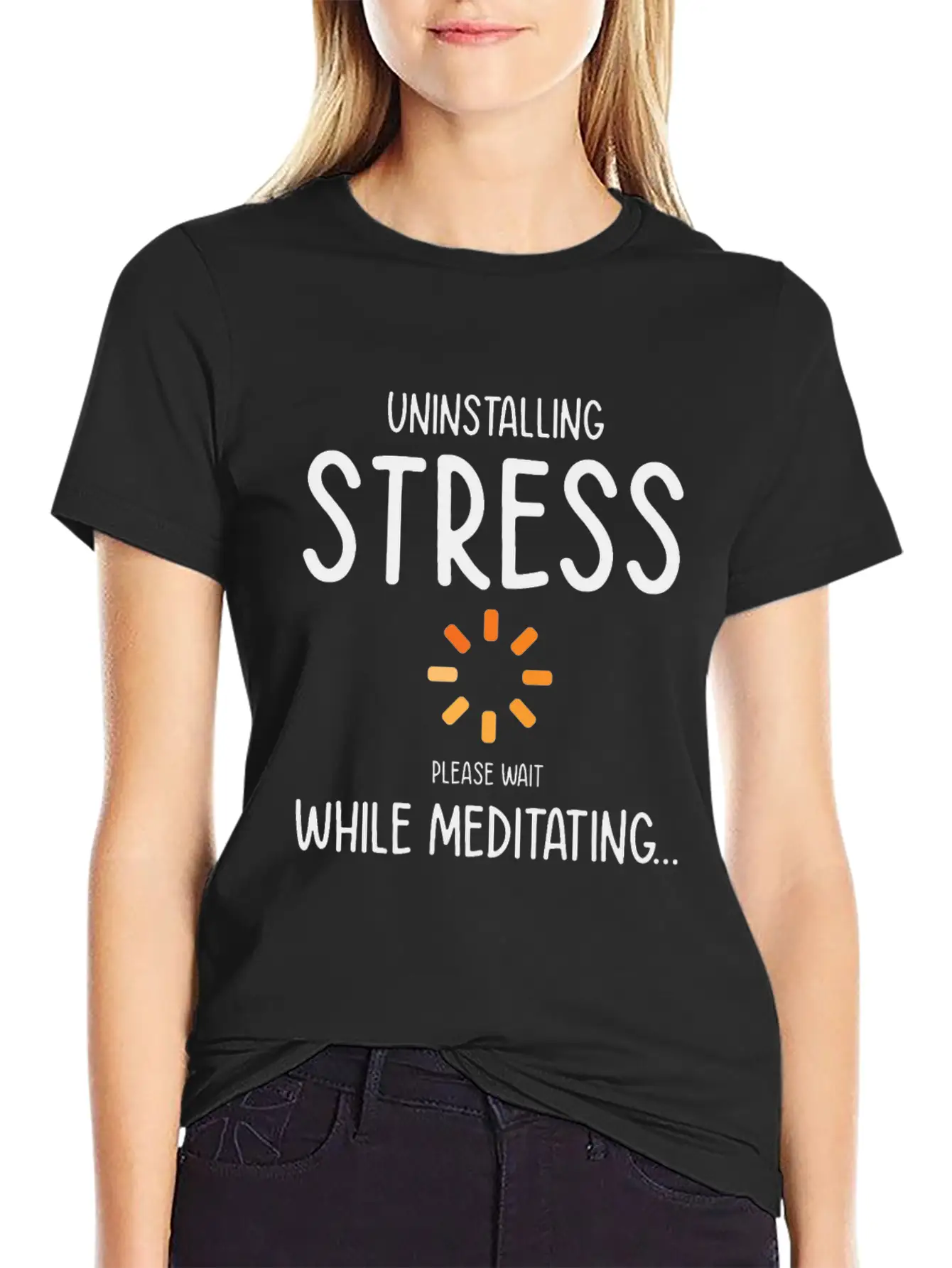 Uninstalling Stress Meditating Yoga Lover Unisex Short Sleeve Soft Cotton T-Shirt – Casual Everyday Wear