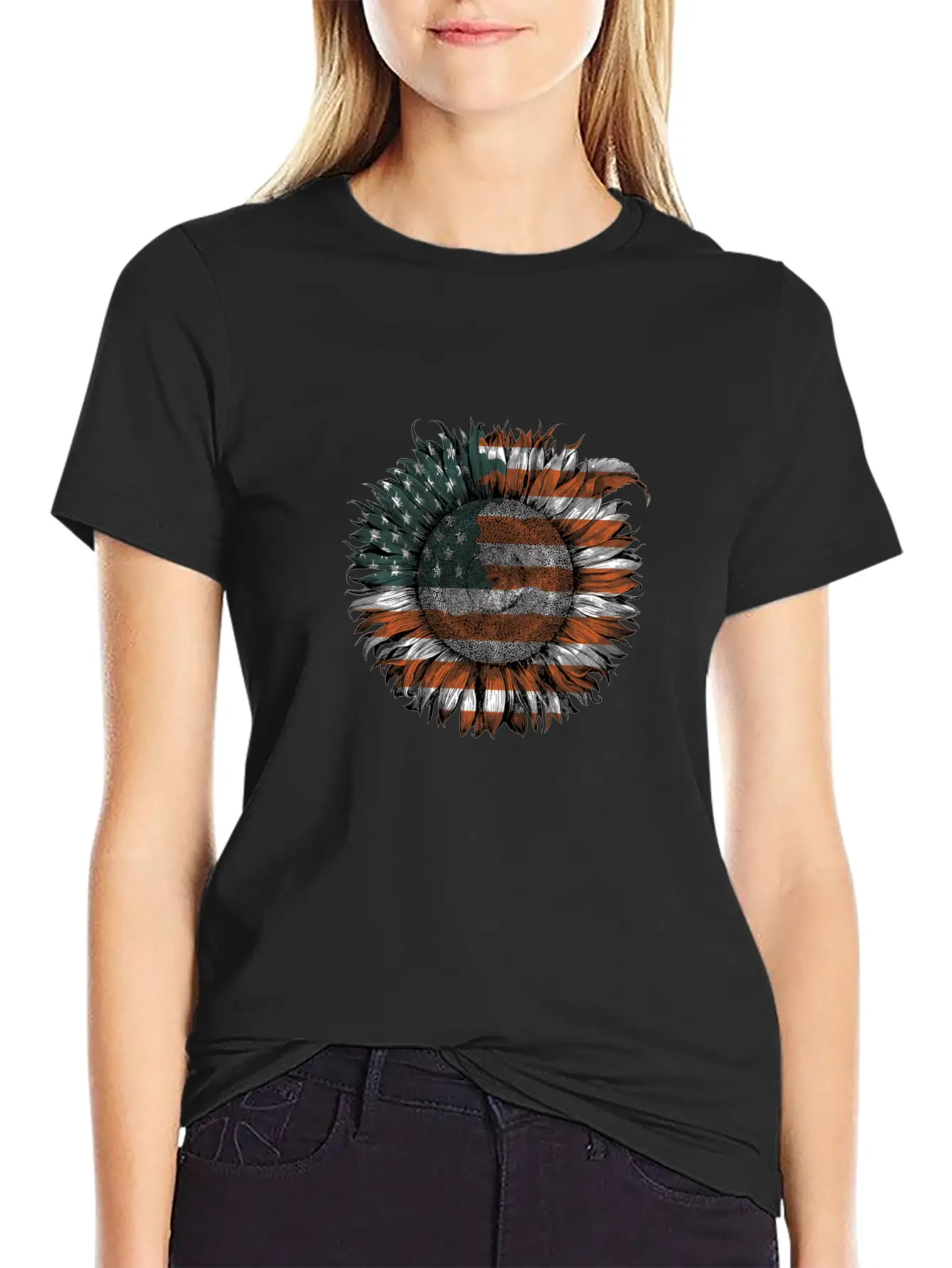 Unitedstate Sunflower Breathable Soft Cotton T-Shirt – Timeless Casual Look