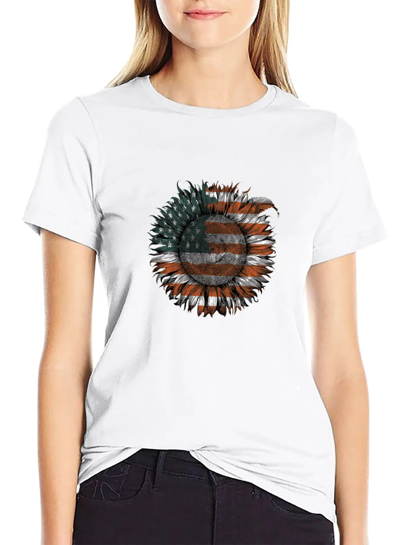 Unitedstate Sunflower Breathable Soft Cotton T-Shirt – Timeless Casual Look