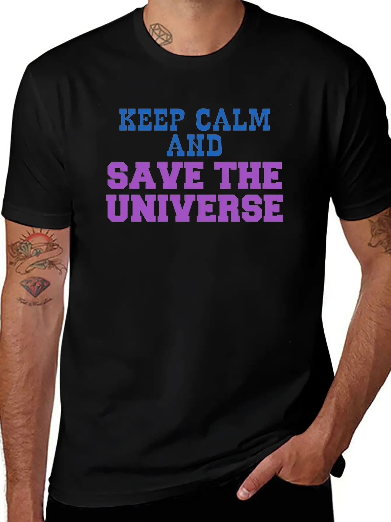 Universe - Keep Calm And Save The Universe Stylish Everyday T-Shirt – Unisex Basic Cotton Tee