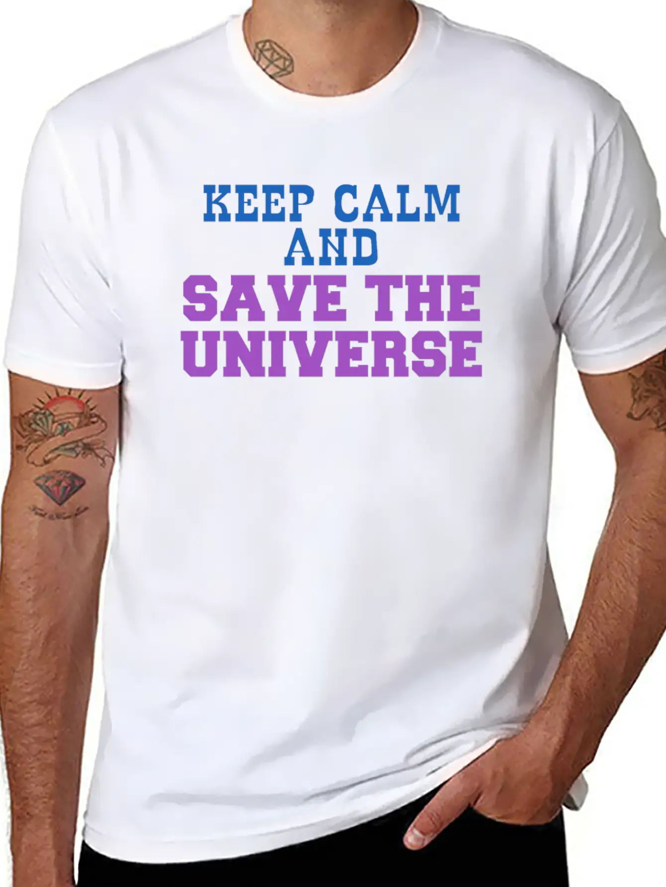 Universe - Keep Calm And Save The Universe Stylish Everyday T-Shirt – Unisex Basic Cotton Tee