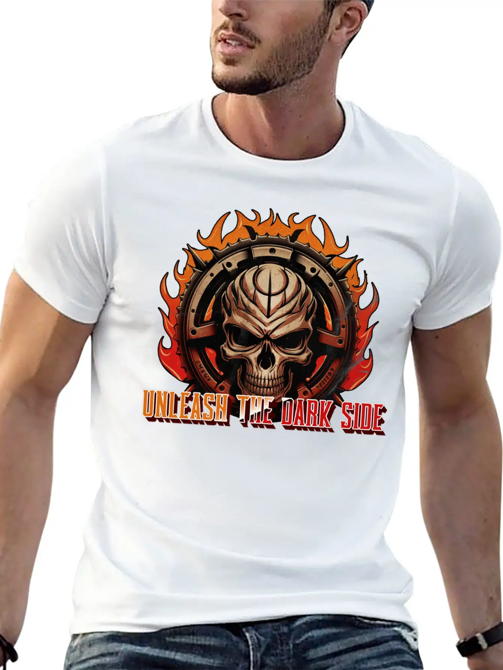 Unleash The Dark Side - Skull Casual Graphic T-Shirt – Simple And Comfortable Daily Wear