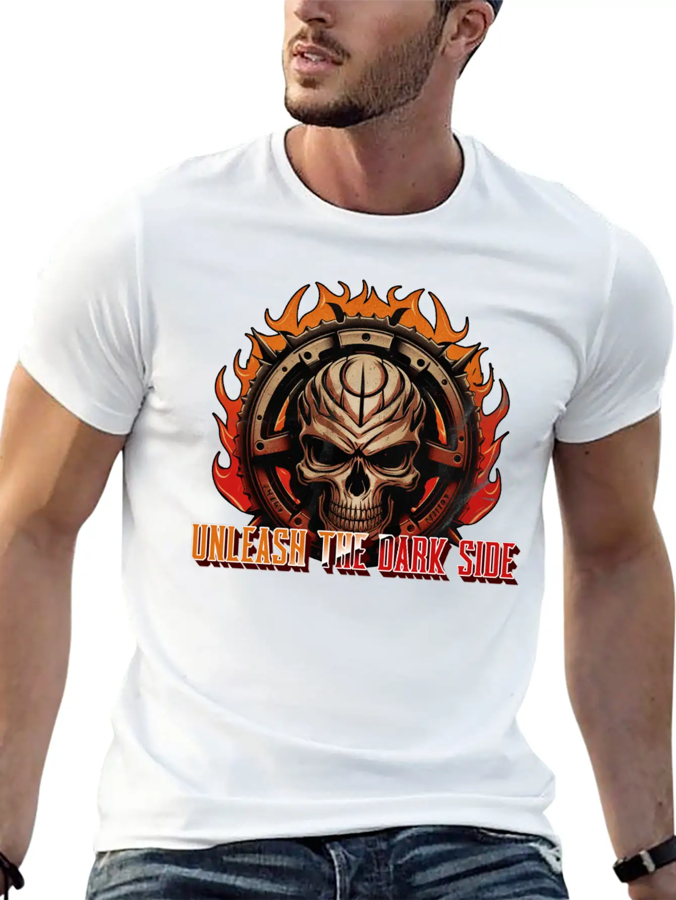 Unleash The Dark Side - Skull Casual Graphic T-Shirt – Simple And Comfortable Daily Wear