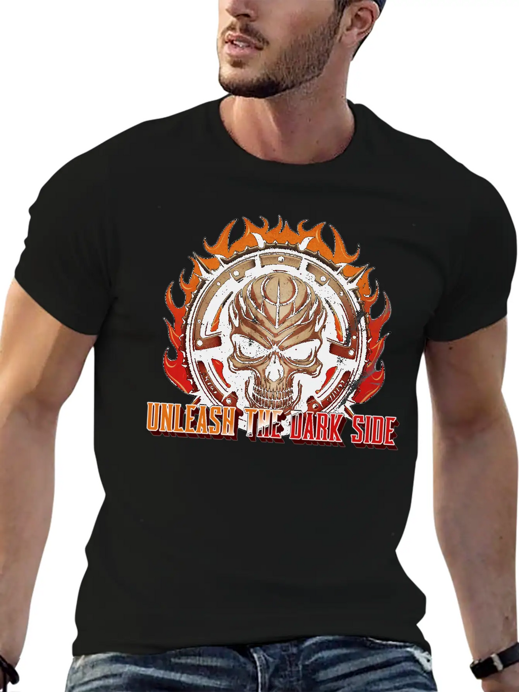 Unleash The Dark Side - Skull Casual Graphic T-Shirt – Simple And Comfortable Daily Wear