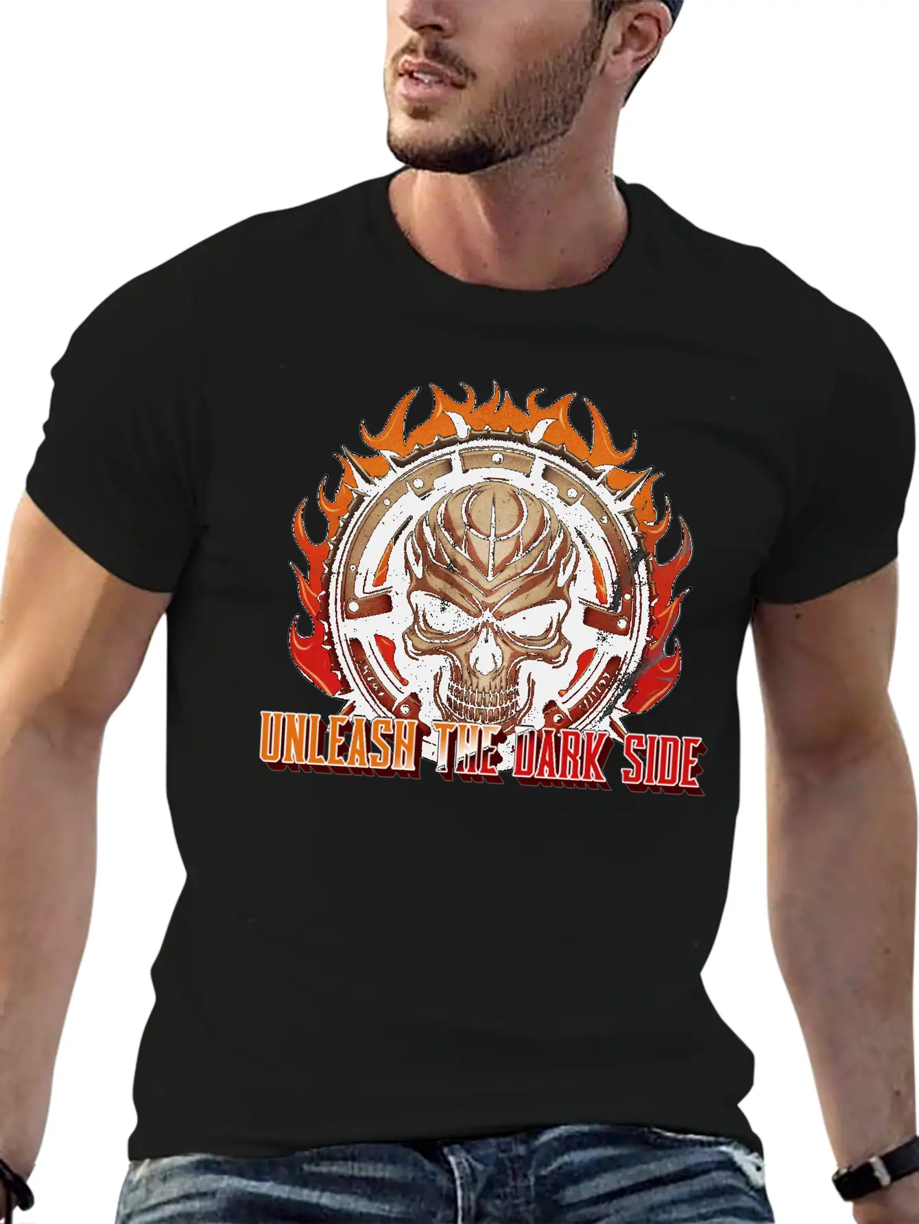 Unleash The Dark Side - Skull Casual Graphic T-Shirt – Simple And Comfortable Daily Wear