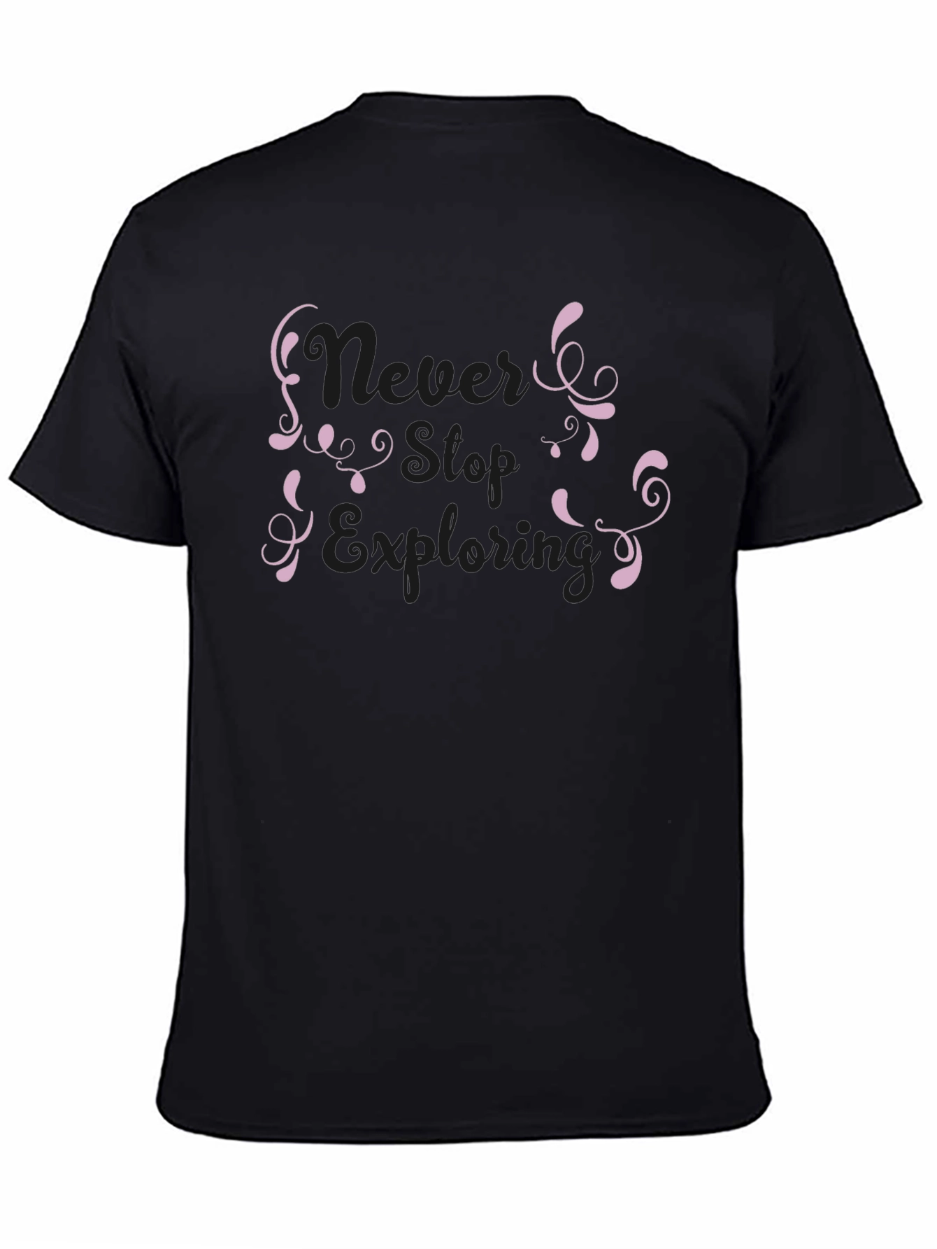Never Stop Exploring Black Graphic Tee