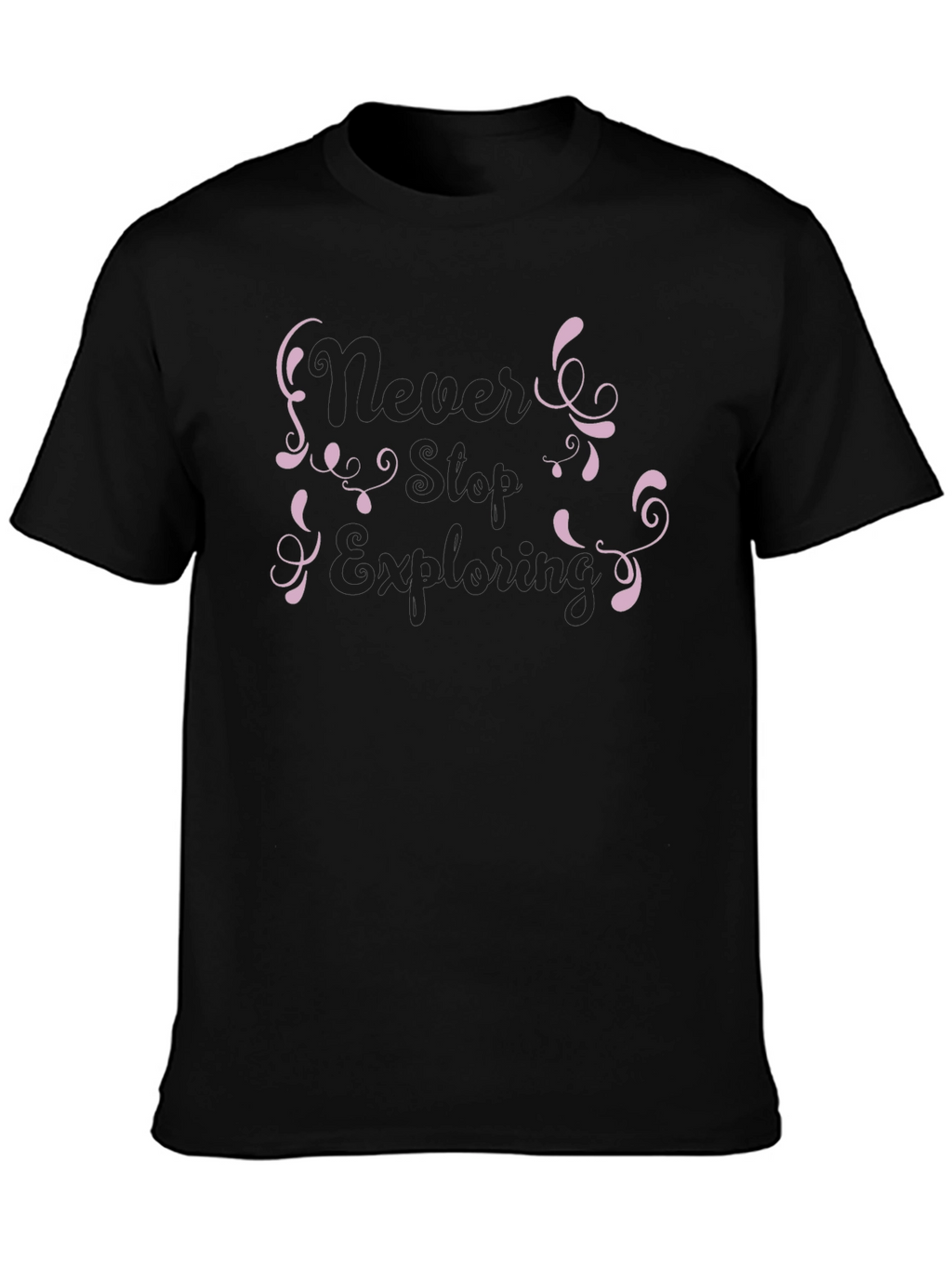 Never Stop Exploring Black Graphic Tee
