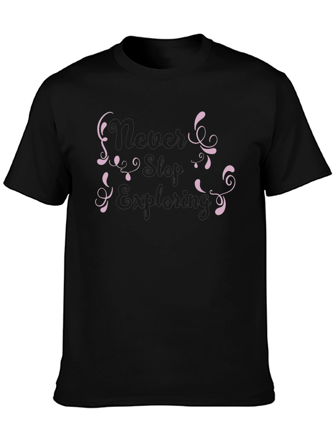 Never Stop Exploring Black Graphic Tee