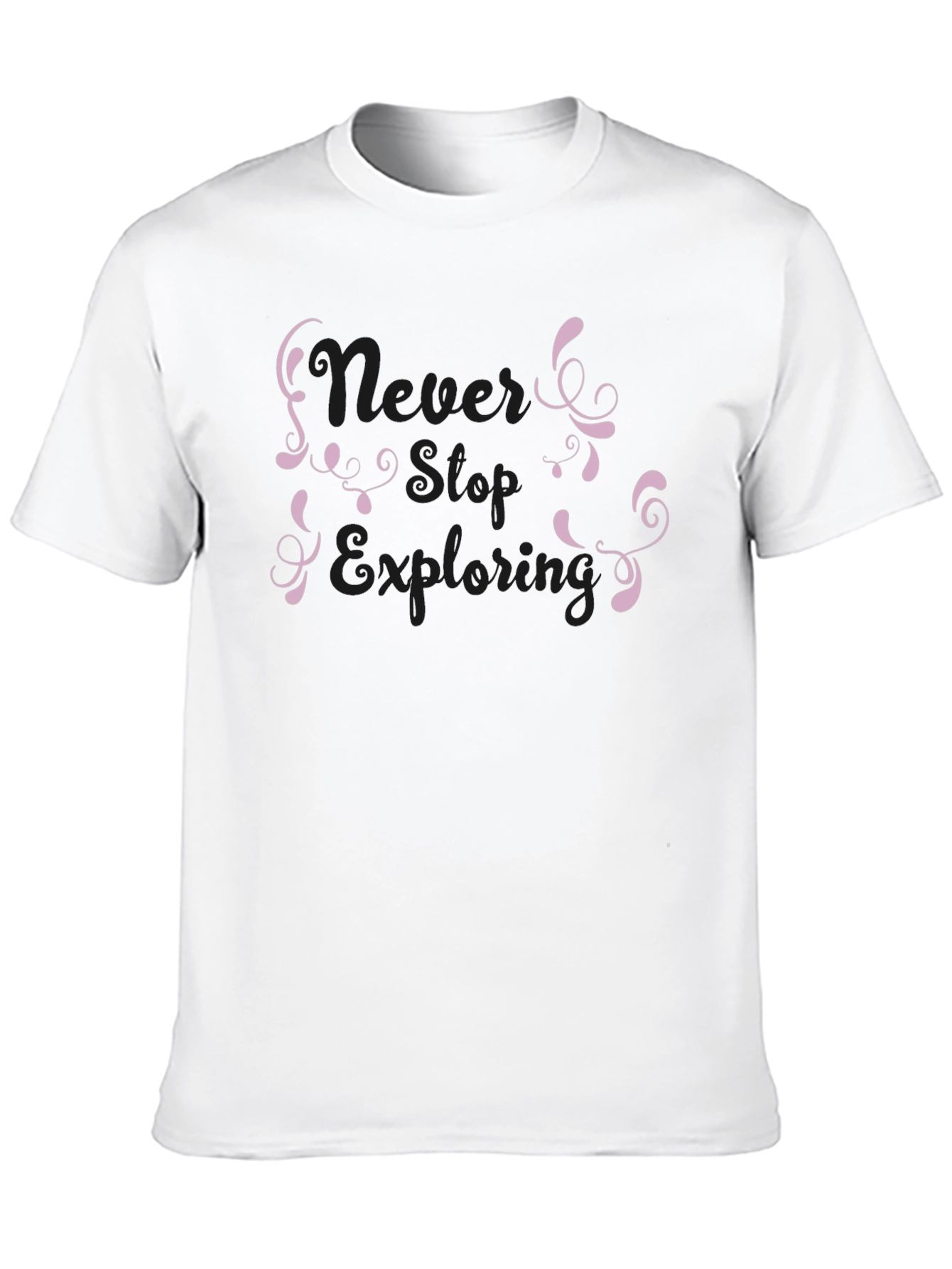 Never Stop Exploring Black Graphic Tee