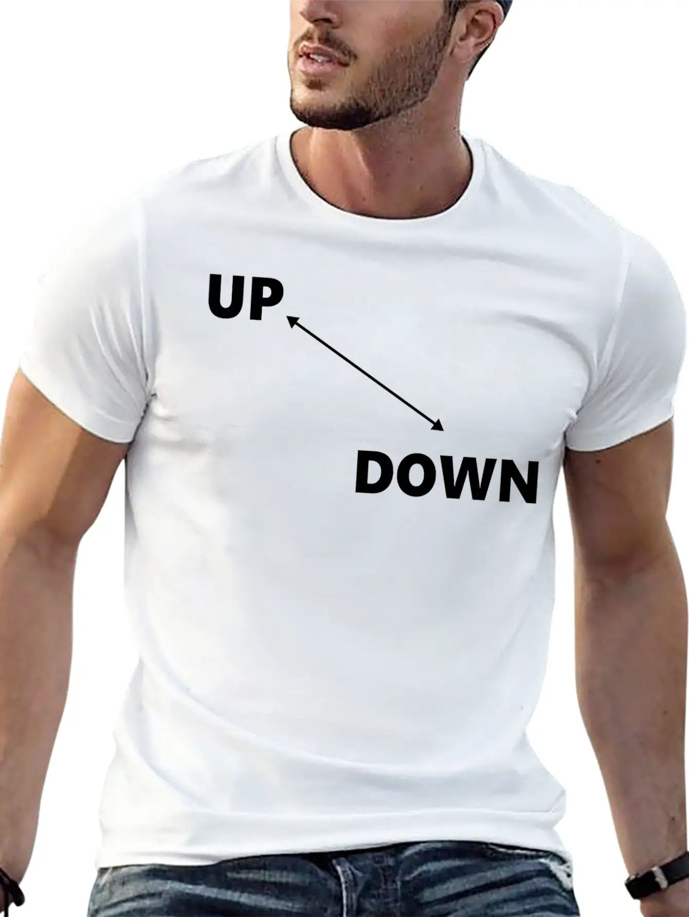 Up & Down Arrow Classic Fit Graphic Tee For Daily Comfort – Unisex Cotton Shirt