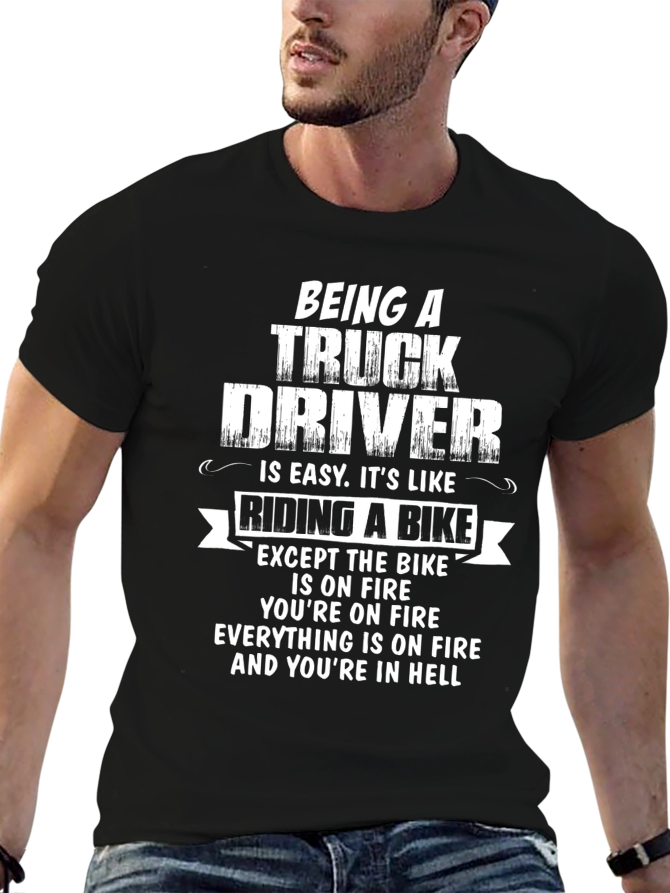 Truck Driver Humor T-Shirt: Hellish Bike Ride