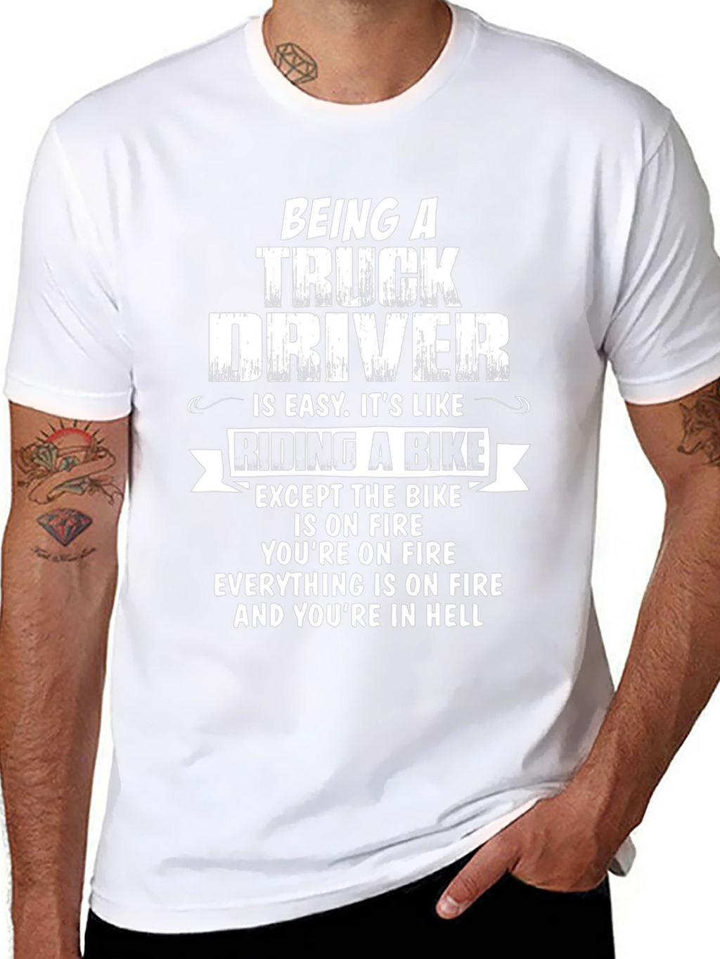 Truck Driver Humor T-Shirt: Hellish Bike Ride