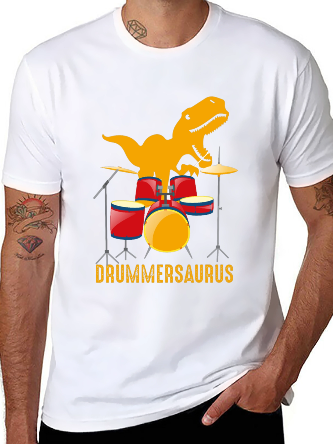 Drummersaurus T-Shirt - Dinosaur Drummer Tee